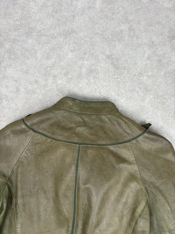 Emporio Armani AW2009 Emporio Armani Green Lamb Skin Ruffle Collar Jacket Size M / US 6-8 / IT 42-44 - 6 Thumbnail
