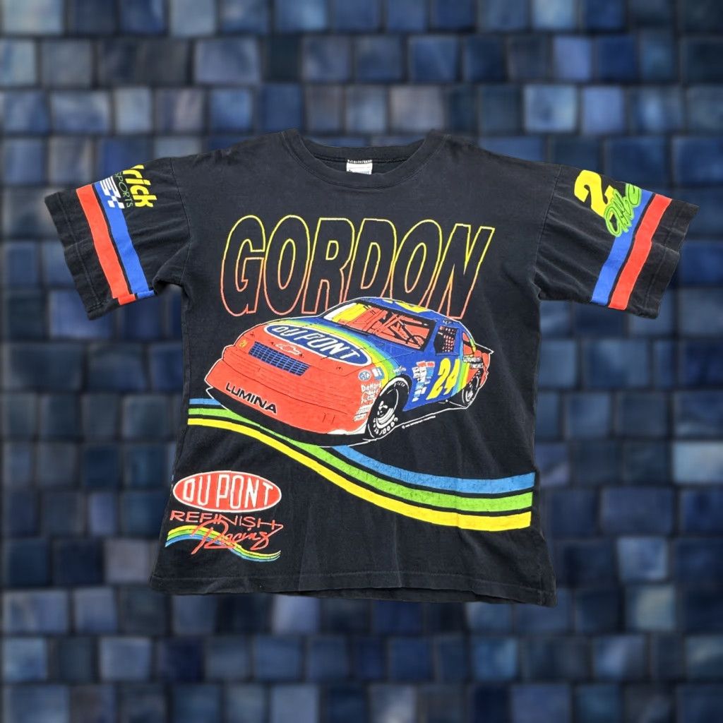 NASCAR Vintage 90s Jeff Gordon NASCAR Hangin' It All Out T-shirt Size 2XL Black Cotton Unisex Adults Short Sleeve Round Neck 90s Theme Mens Womens Size US XXL / EU 58 / 5 - 1 Thumbnail