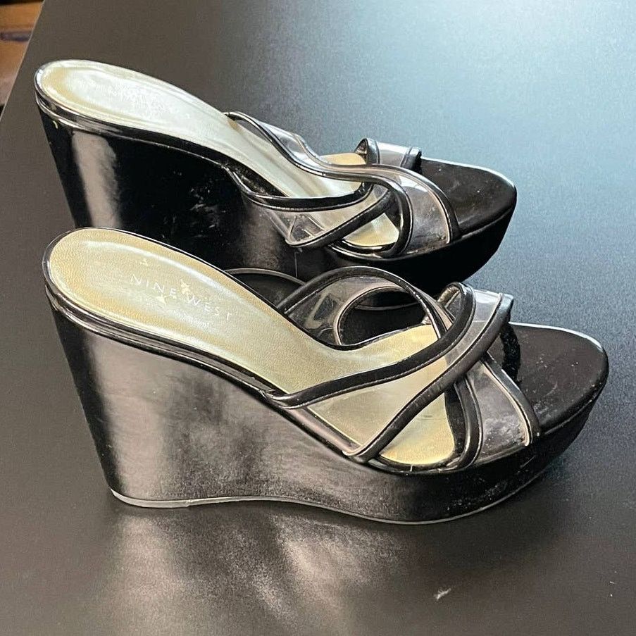 Nine West Nine West Black Wedge Sandal Size 6.5 Size US 6.5 / IT 36.5 - 5 Thumbnail