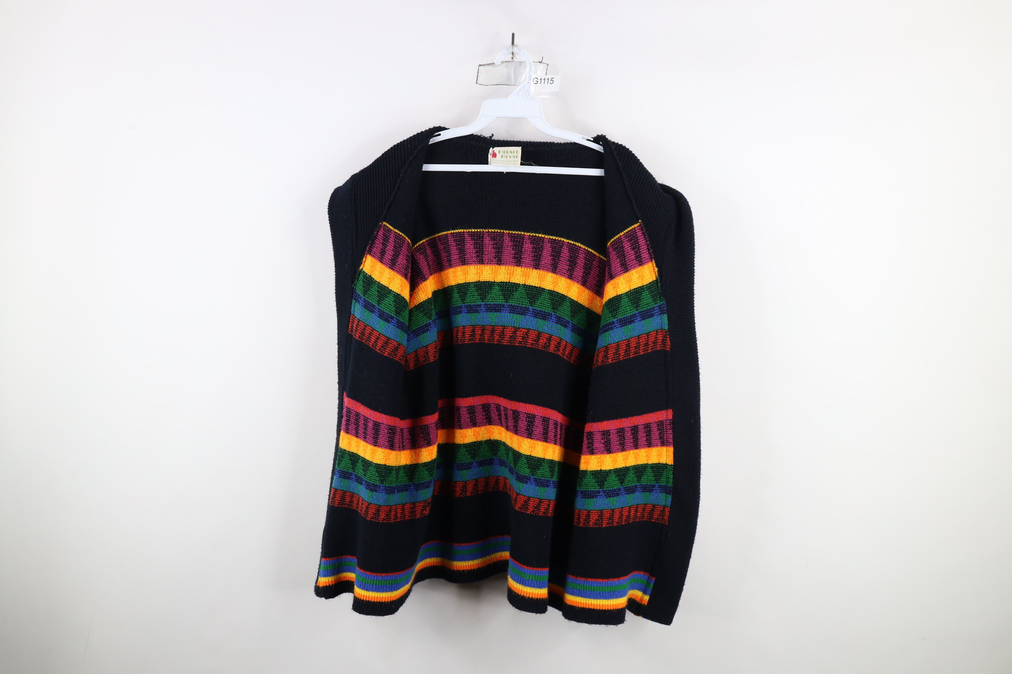 Vintage Vintage 70s Boho Chic Striped Geometric Hooded Sweater Size M / US 6-8 / IT 42-44 - 7 Thumbnail