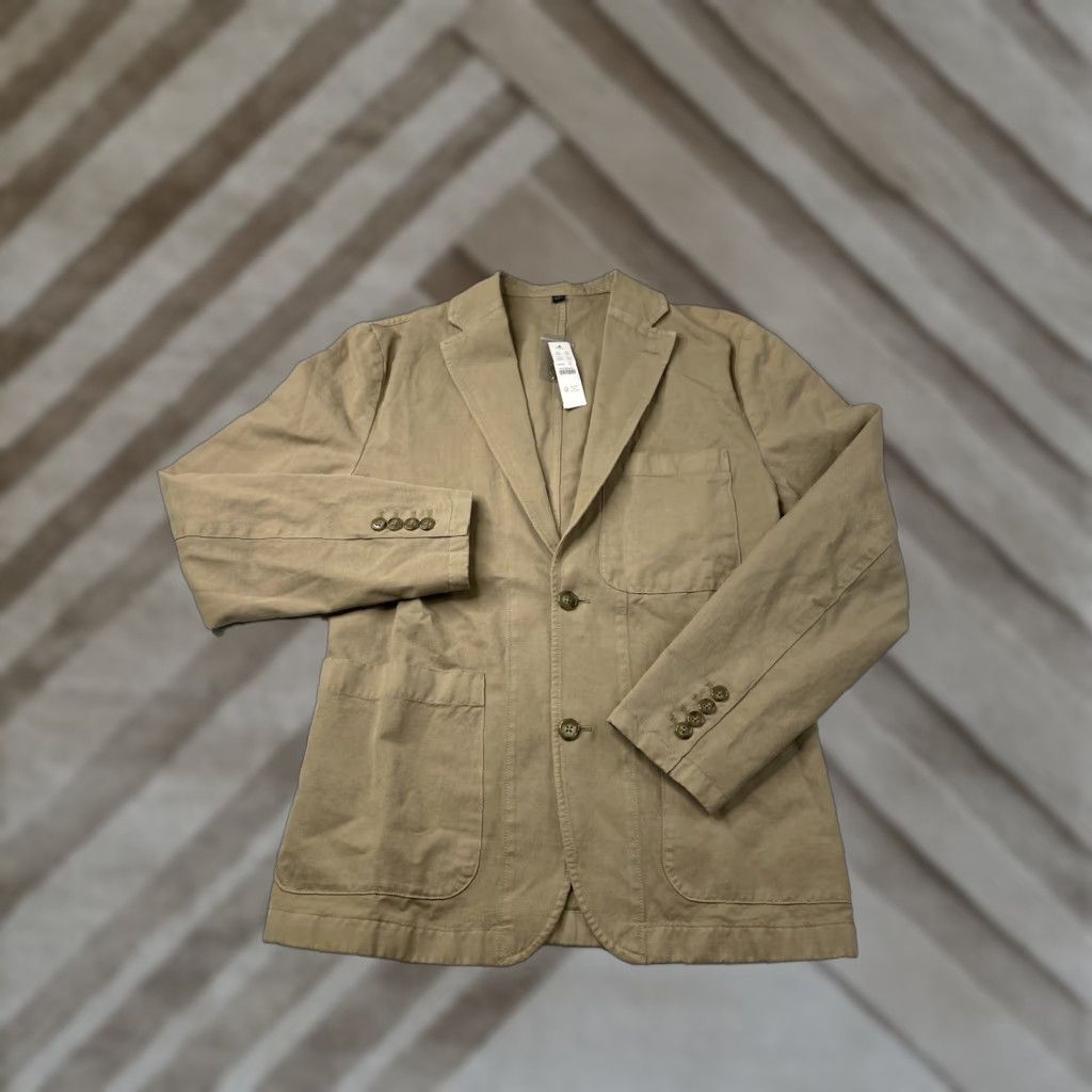 J.Crew J.CREW Suit Jacket Single-Breasted 2-Button Notch Lapel Cotton Linen Beige 36 Regular Mens NWT Size 36R - 1 Thumbnail