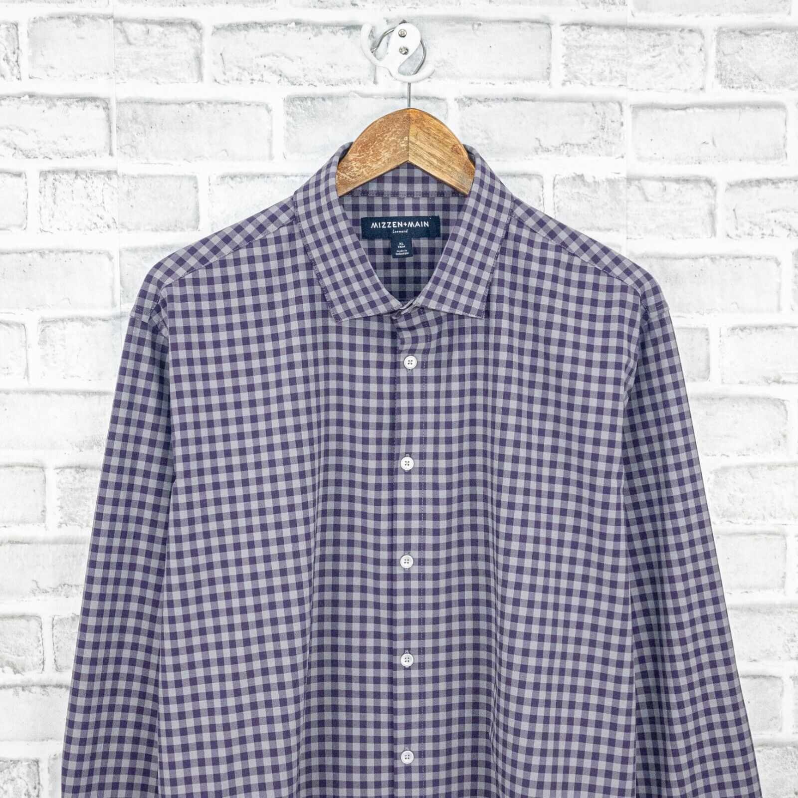 Mizzen+Main MIZZEN + MAIN Trim Fit Button up Shirt in Purple Gingham Size US XL / EU 56 / 4 - 4 Thumbnail