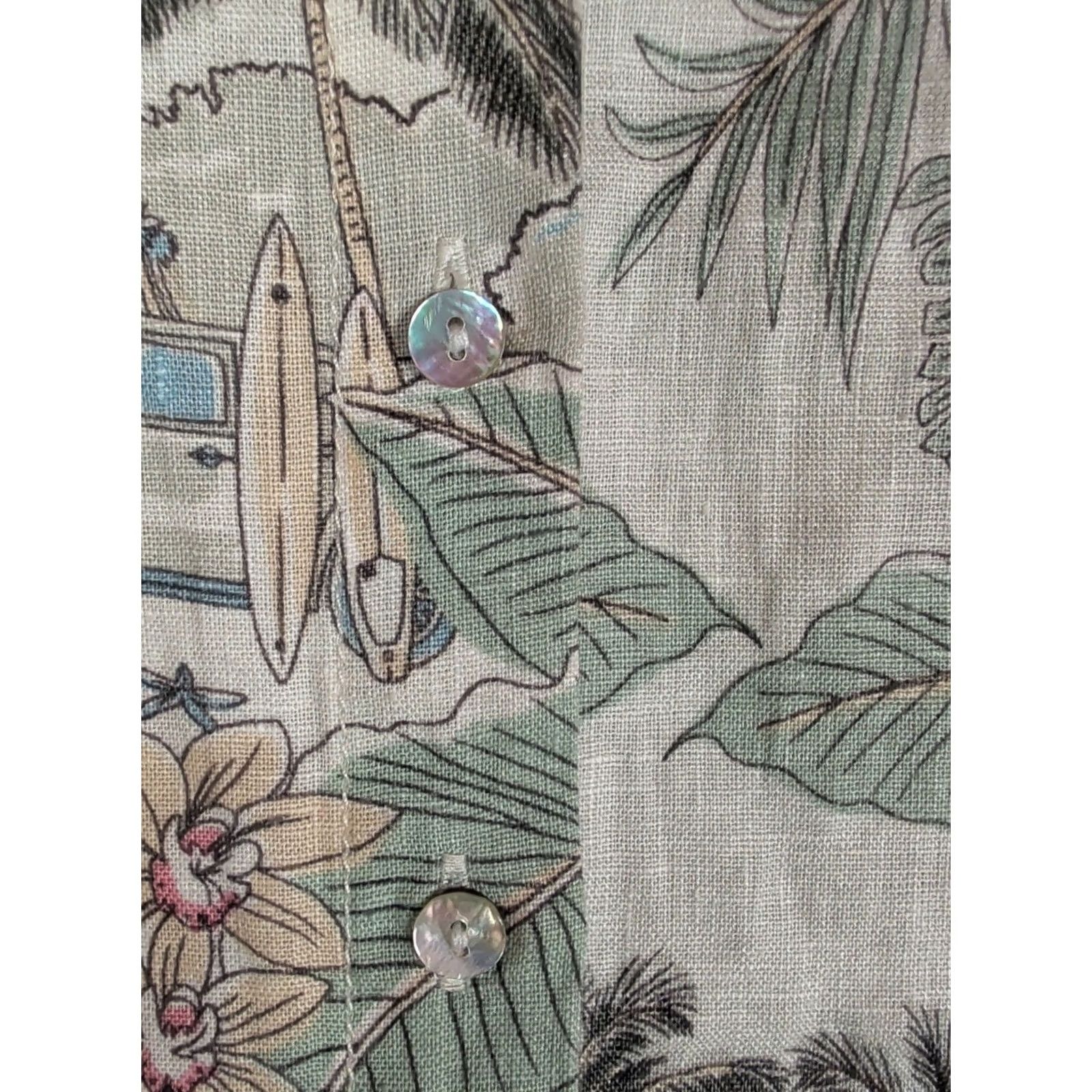 Rachel Zoe Rachel Zoe XS Linen Shirt Dress Multicolor Tropical Print Short Sleeve Button Up Collared Resort Vacation Women’s Size XS / US 0-2 / IT 36-38 - 3 Thumbnail