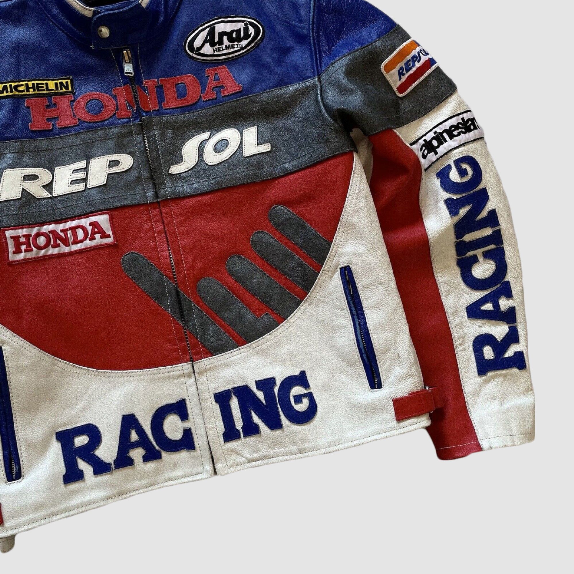 🔥 HONDA 🏍️ REPSOL RACING LEATHER JACKET BIKER 10/10
