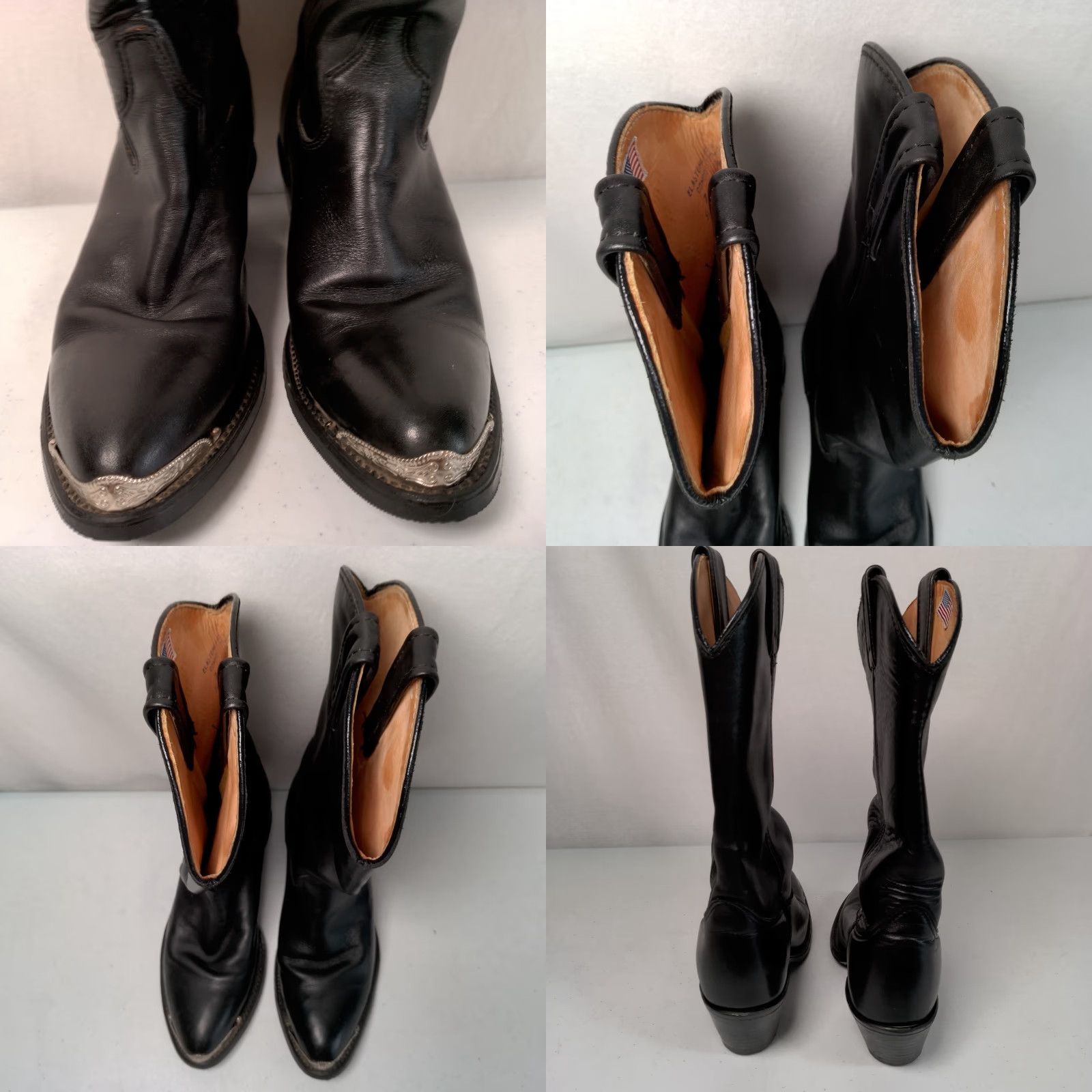 Doublet VINTAGE Double-H Western Cowgirl Boots Women 7M Leather Black Mid-Calf Pointed Toe Casual Fall Winter Size US 7 / IT 37 - 8 Thumbnail