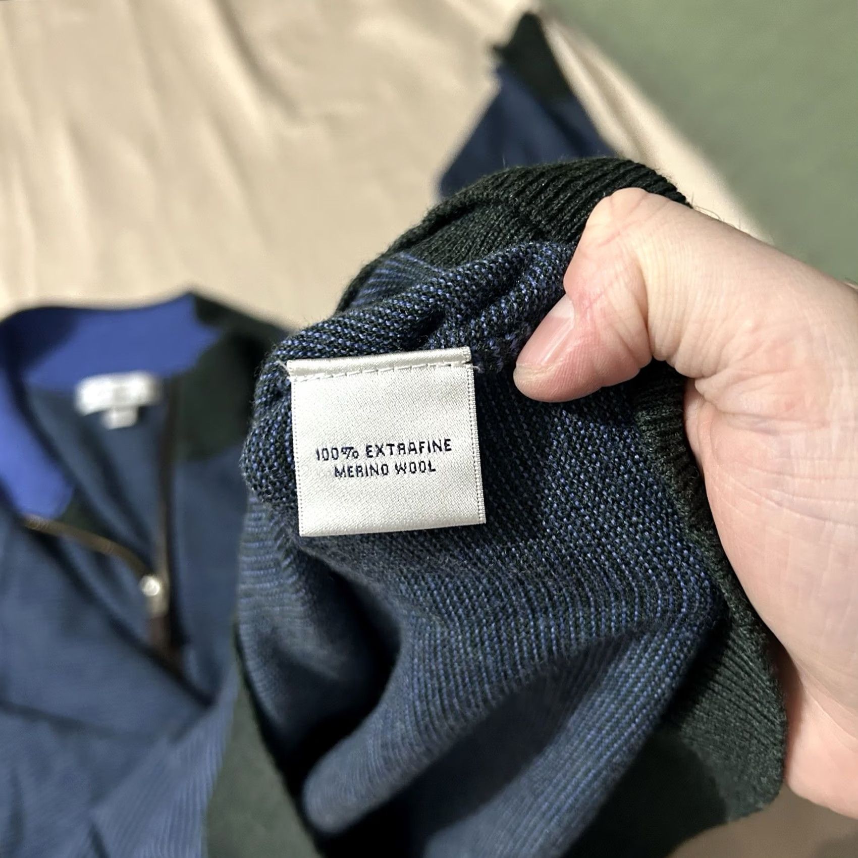 Peter Millar Peter Millar Sweater Mens L Wool Quarter Zip Striped Merino Blue Size US L / EU 52-54 / 3 - 4 Thumbnail