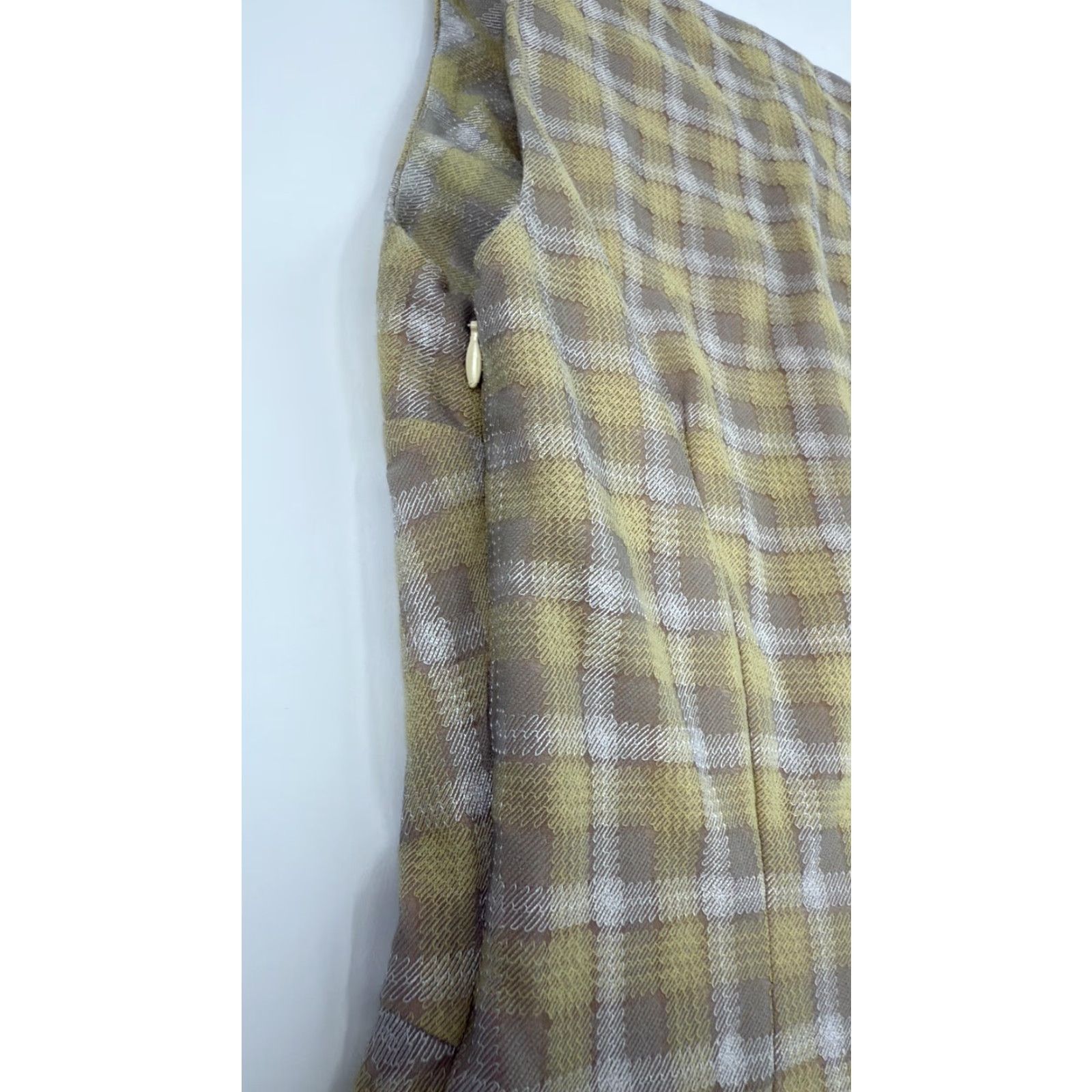 Vintage Song of Style Dress Womens XXS Yellow Plaid Textured Sleeveless Mini Lined Size XXS / US 00 / IT 34 - 5 Thumbnail