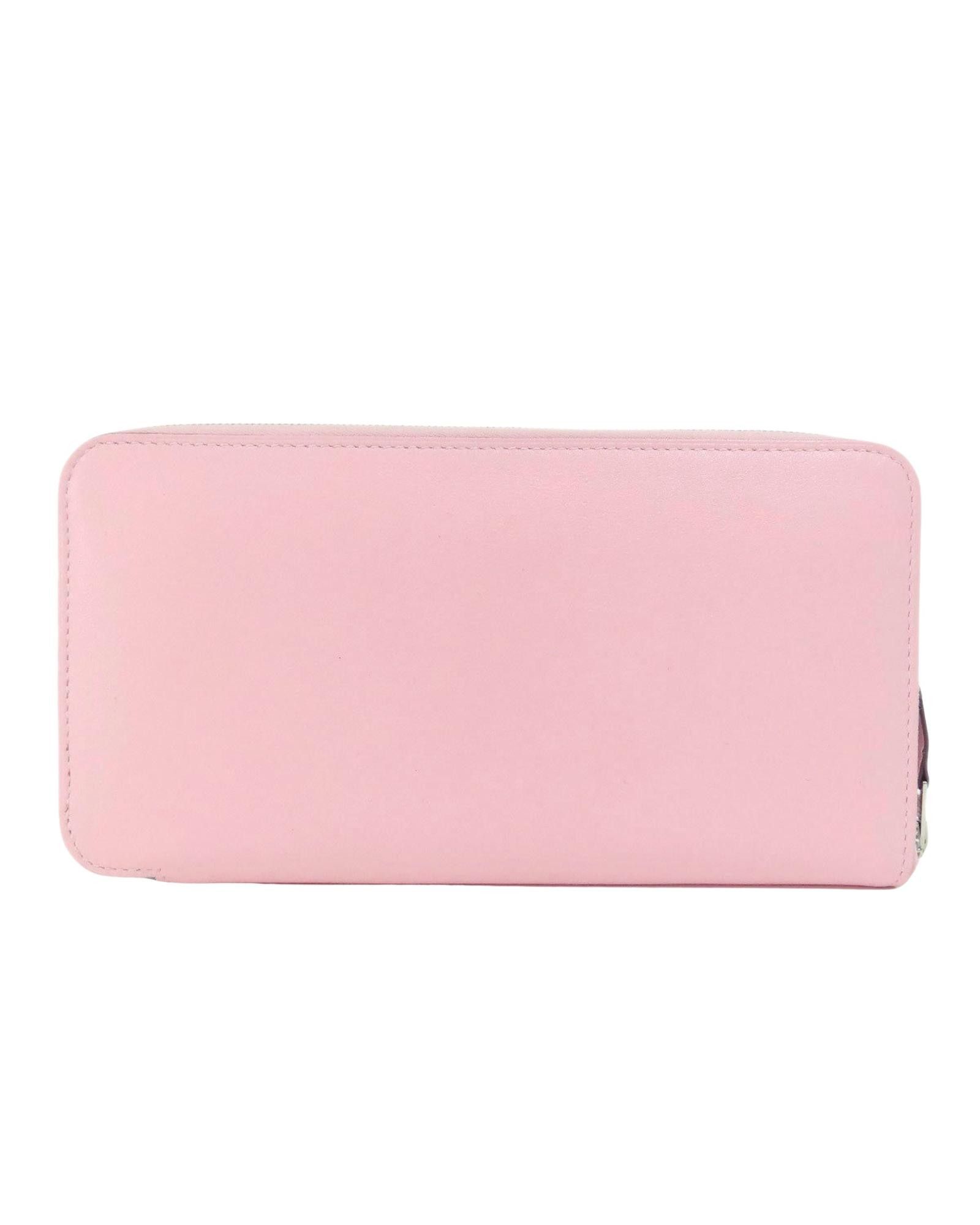 image of Hermes Elegant Leather Bi-Fold Long Wallet in Pink, Women's