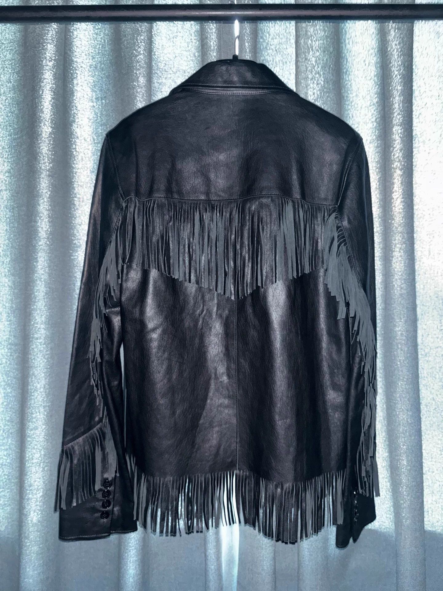 Saint Laurent Paris SLP 2015SS Hedi Slimane Black Leather Fringe Jkt Size US S / EU 44-46 / 1 - 1 Thumbnail