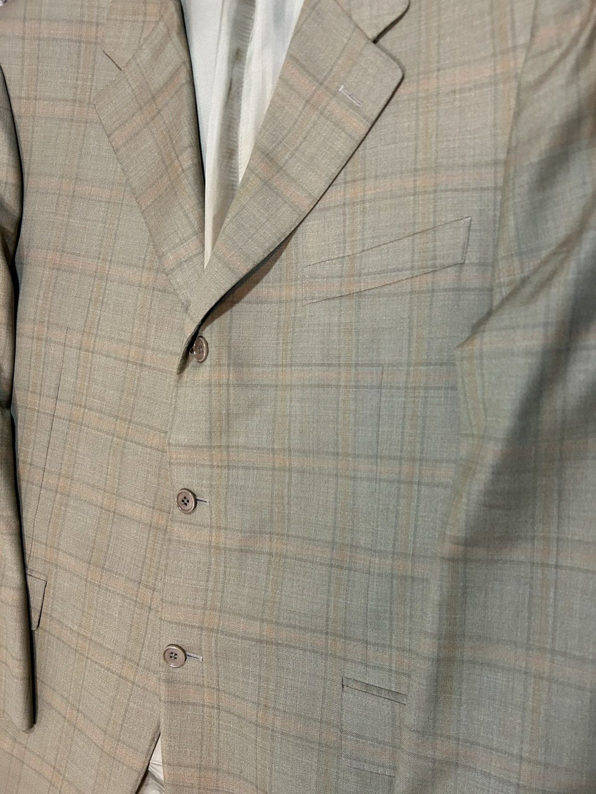 Canali Canali Tan Beige Plaid Suit Jacket Sport Coat Blazer 46R Size 46R - 2 Thumbnail