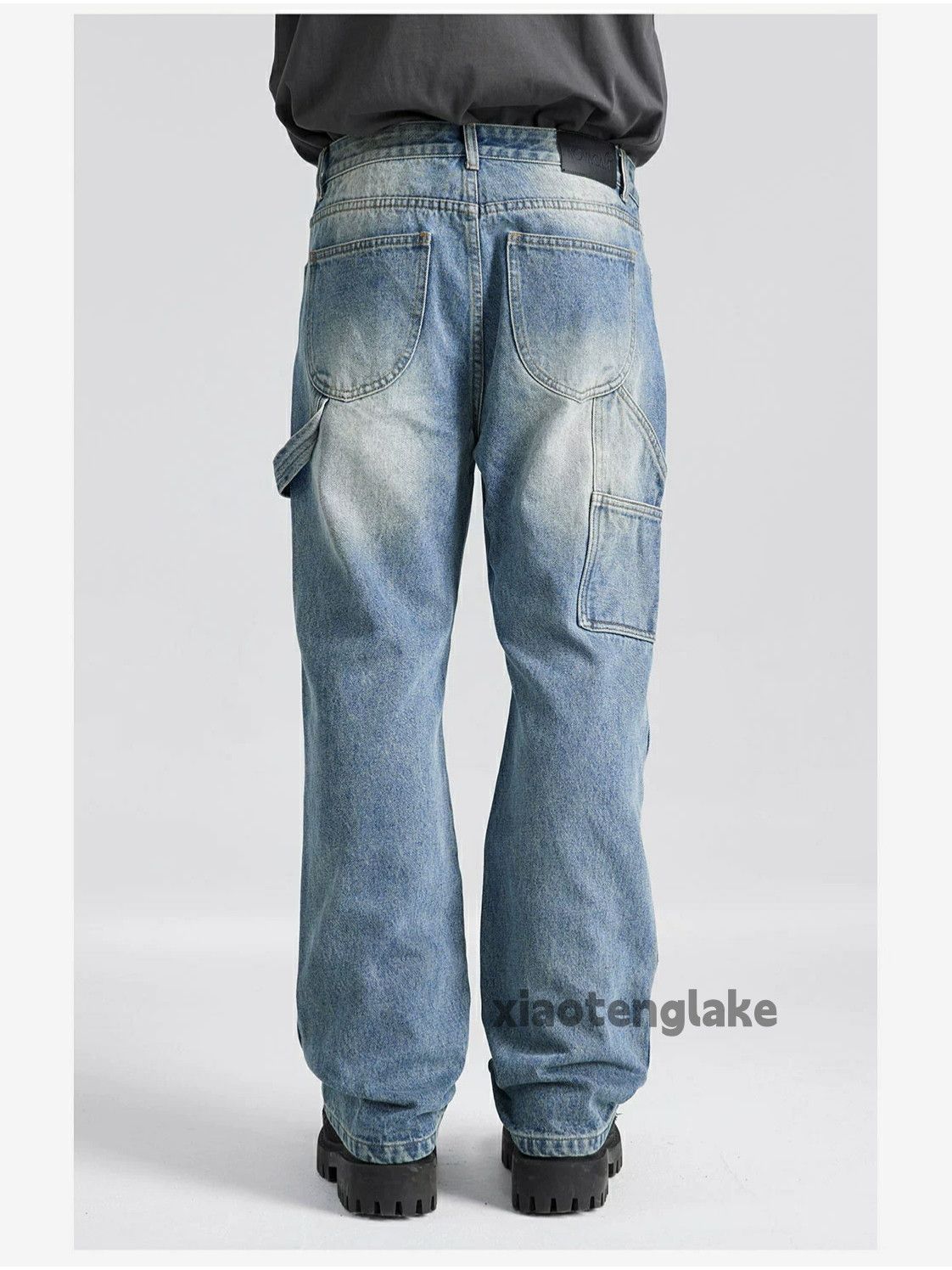 washed faded cleanfit yuppie carpenter cargo jeans