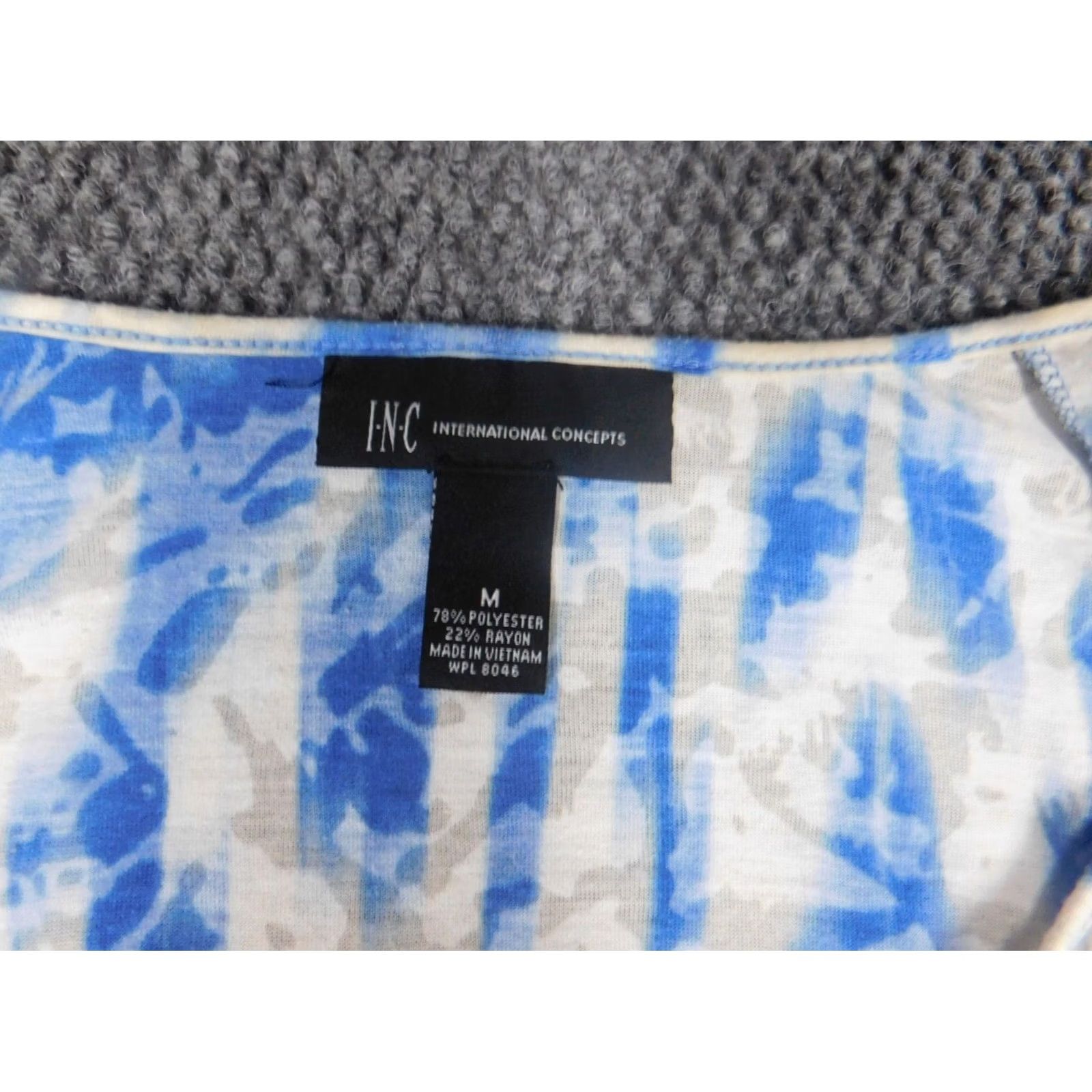Vintage INC International Concepts Womens Blouse Medium Blue Pullover Knit Round Neck Casual Sleeveless Pleated Stretch Regular Modern Size M / US 6-8 / IT 42-44 - 6 Thumbnail