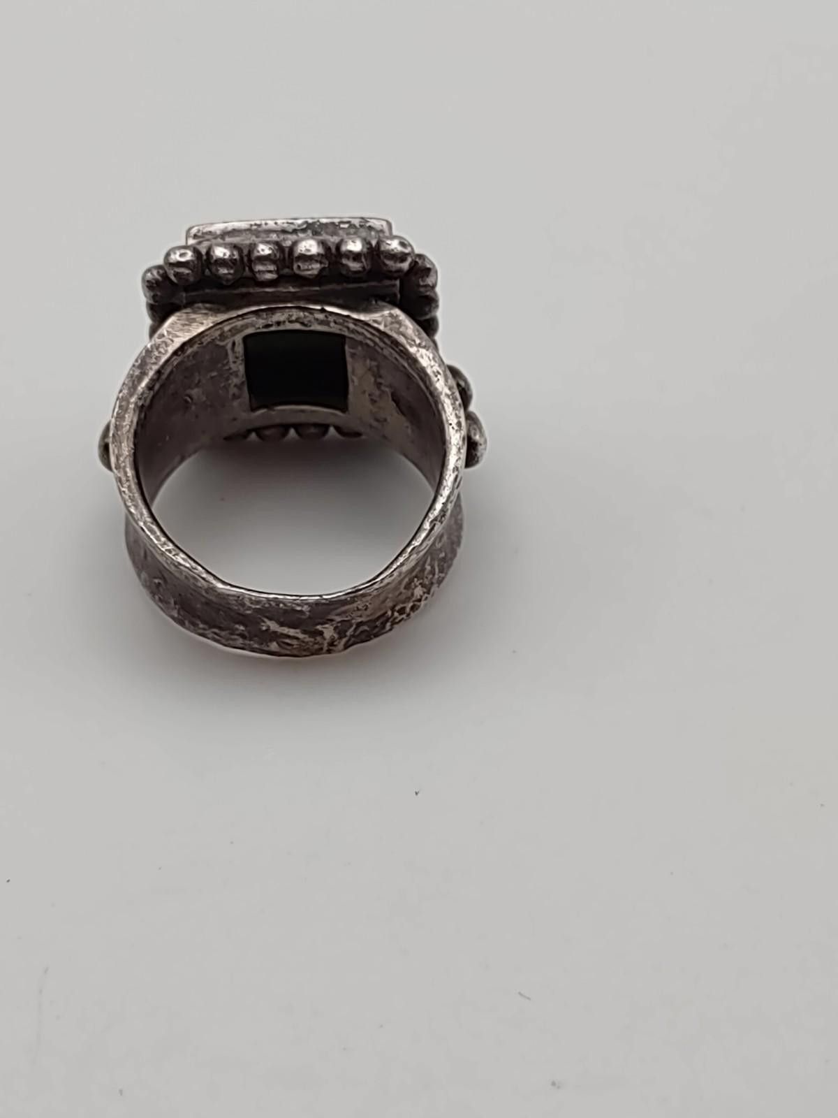 The Unbranded Brand Sterling Silver Turquoise Ring 8 SW Navajo Statement Size ONE SIZE - 5 Thumbnail