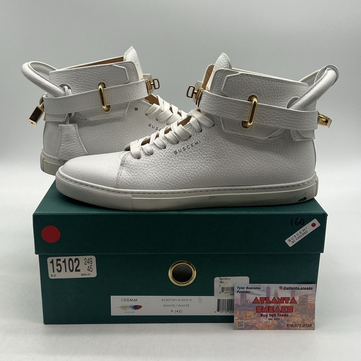 Buscemi Buscemi Mens 100MM White Leather High Top Sneakers Shoes Size US 9 / EU 42 - 1 Thumbnail