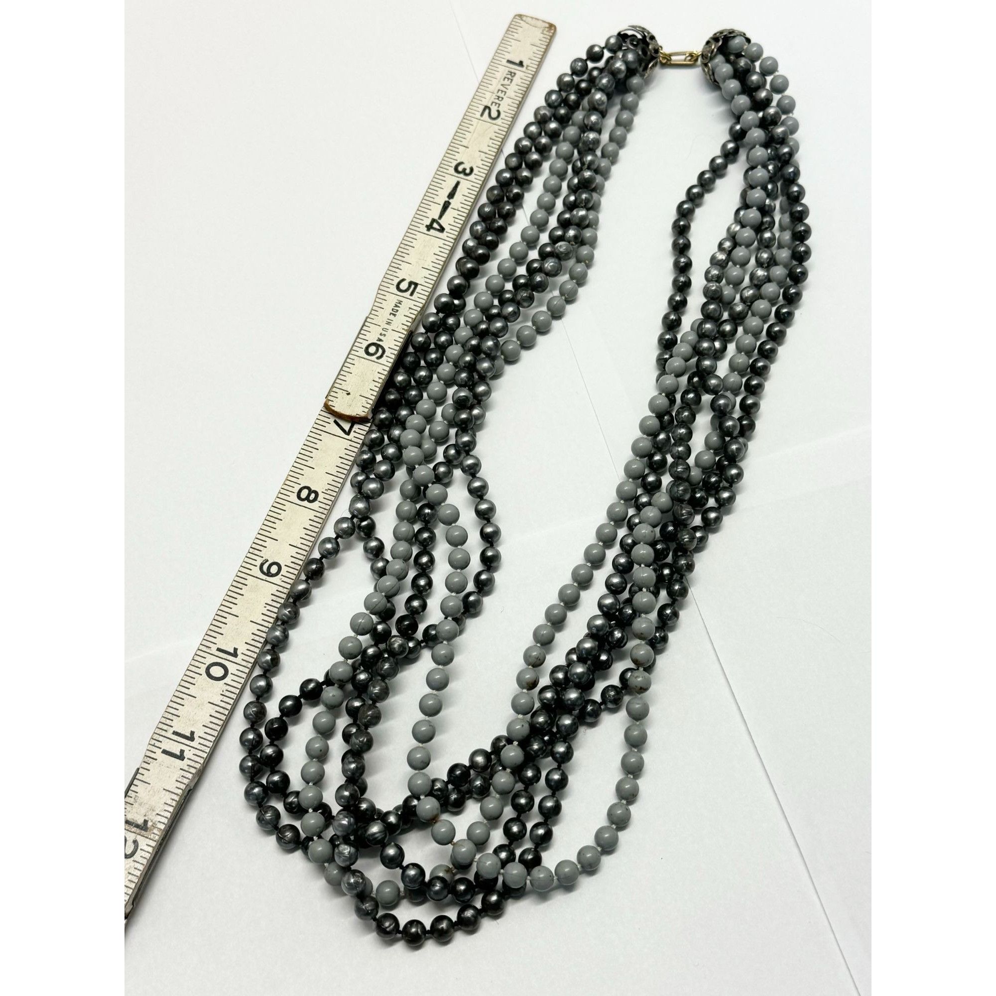 Vintage Vintage blue gray beaded multi strand necklace Size ONE SIZE - 5 Thumbnail
