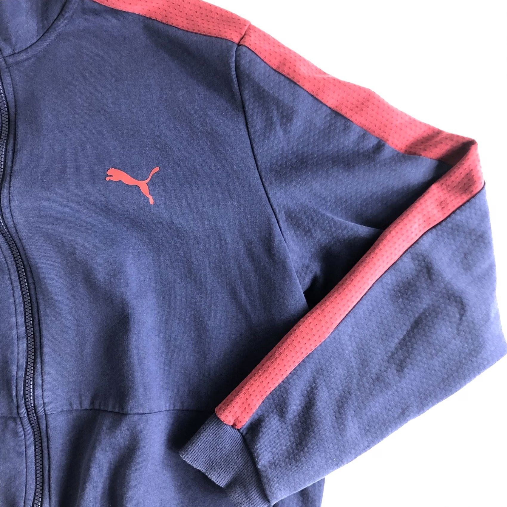 Puma PUMA Blue Striped Contrast Mock Neck Full Zip Cardigan Sweater Jacket XL Men Regular Full Zip Winter Spring Summer Fall Casual Size US XL / EU 56 / 4 - 3 Thumbnail