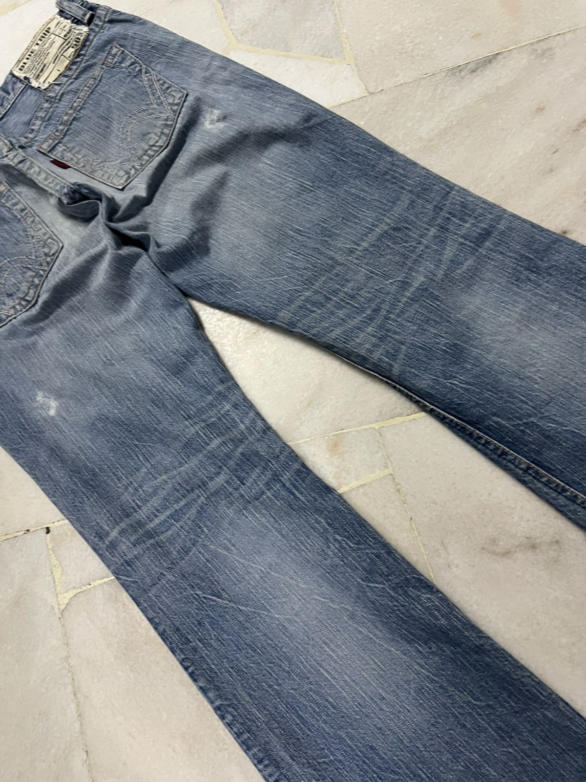 Edwin × Japanese Brand 💥Flare💥Edwin 503 Blue Trip Faded Distressed Jean Size US 30 / EU 46 - 15 Thumbnail