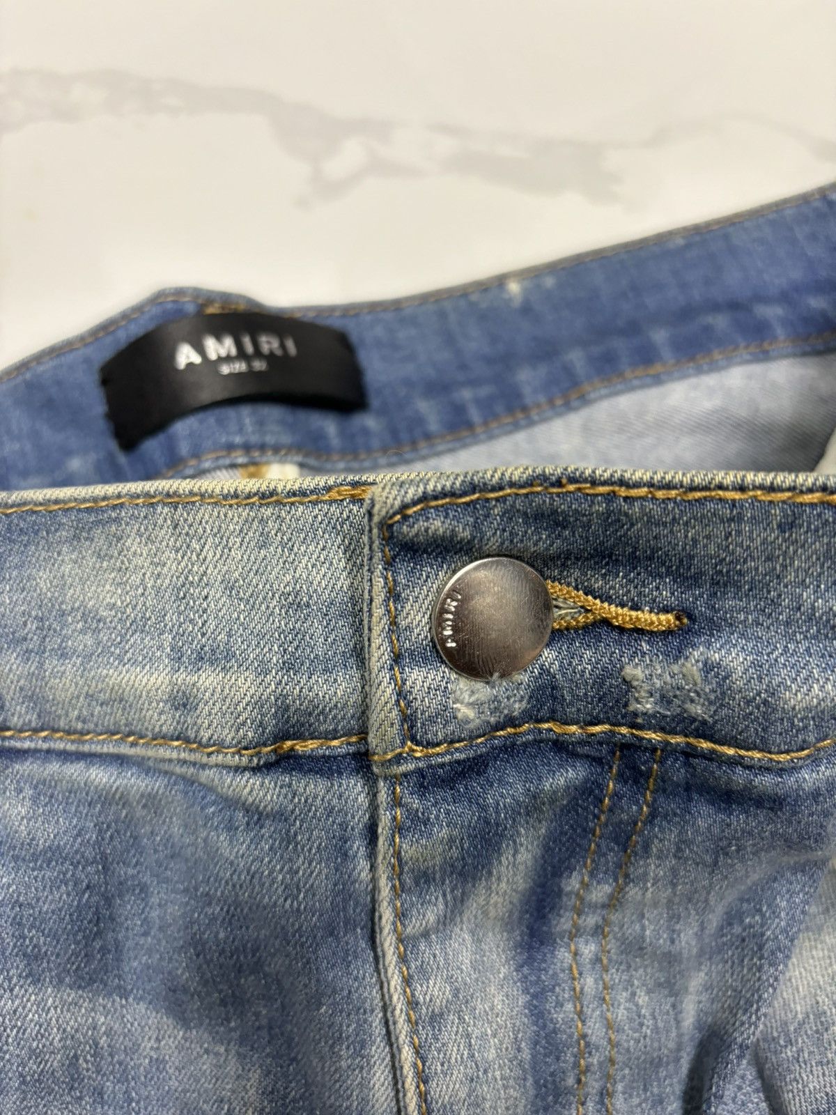 Amiri Amiri White Stripe Blue Denim Jeans Size US 32 / EU 48 - 10 Thumbnail