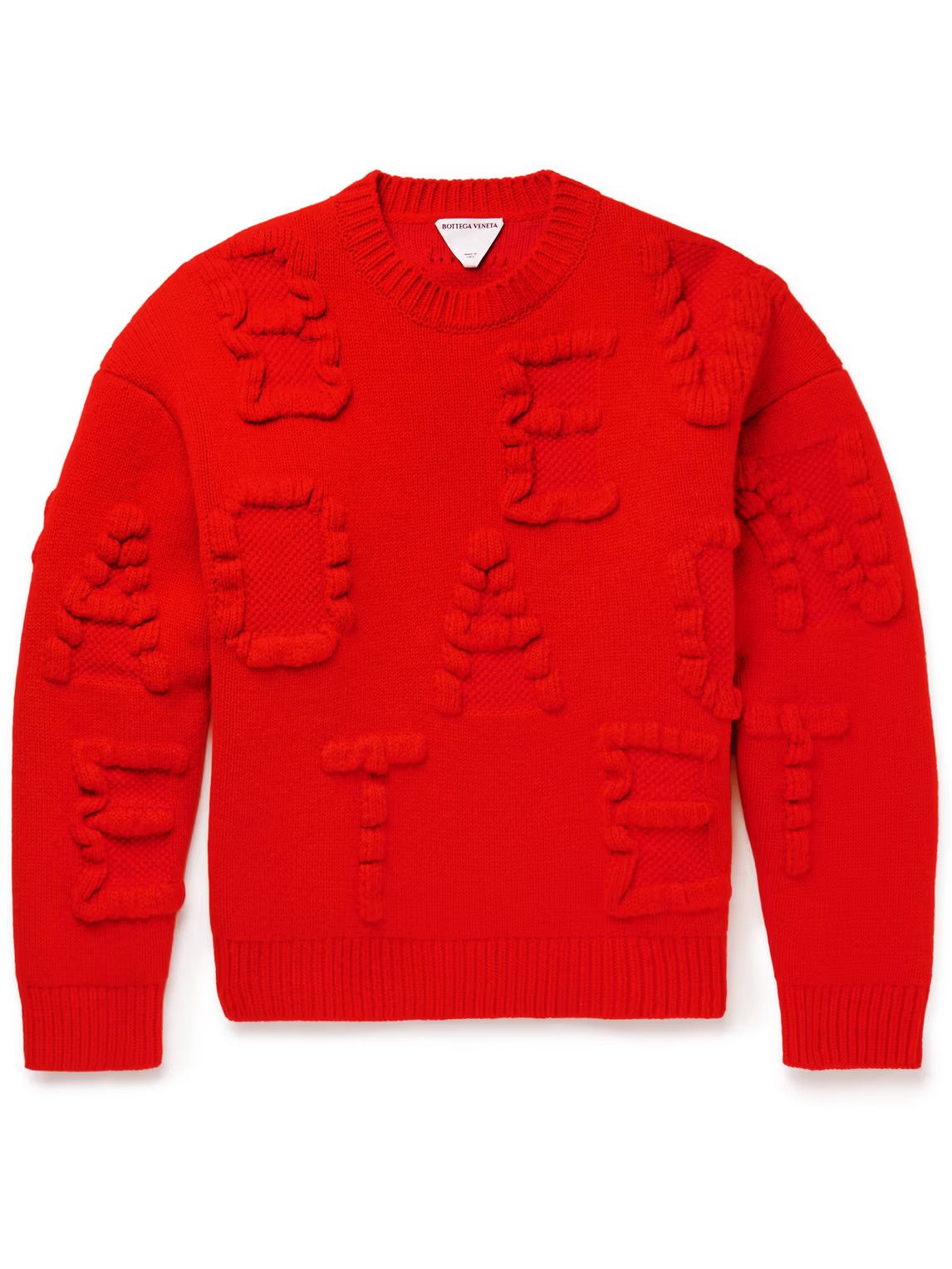 image of Bottega Veneta O1Bcso1Str0324 Logo-Intarsia Wool-Blend Sweater / Jumper Red, Men's (Size Medium)