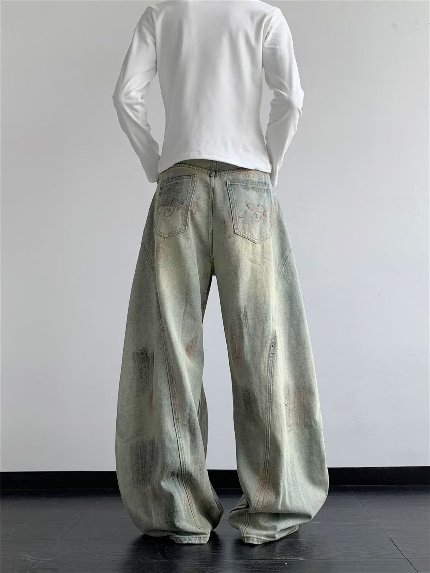 Japanese Brand Vintage distressed wide-leg men's patchwork scimitar jeans Size US 32 / EU 48 - 5 Thumbnail