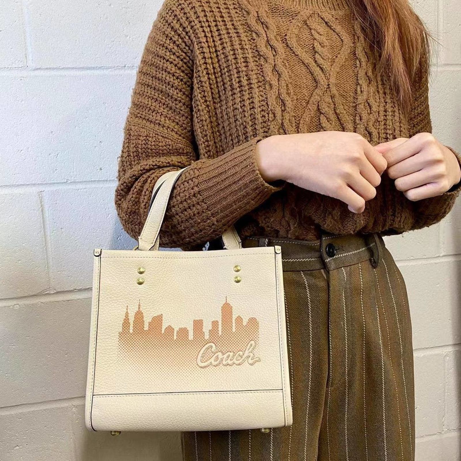 image of Coach C6494 X Jennifer Lopez Dempsey Tote 22 Nyc Skyline in White, Women's