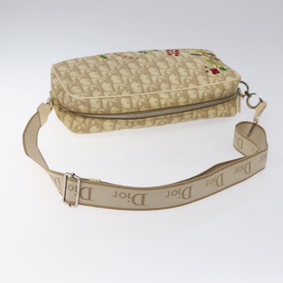 Dior DIOR Trotter Canvas Flower Shoulder Bag Beige Silver Size ONE SIZE - 7 Thumbnail