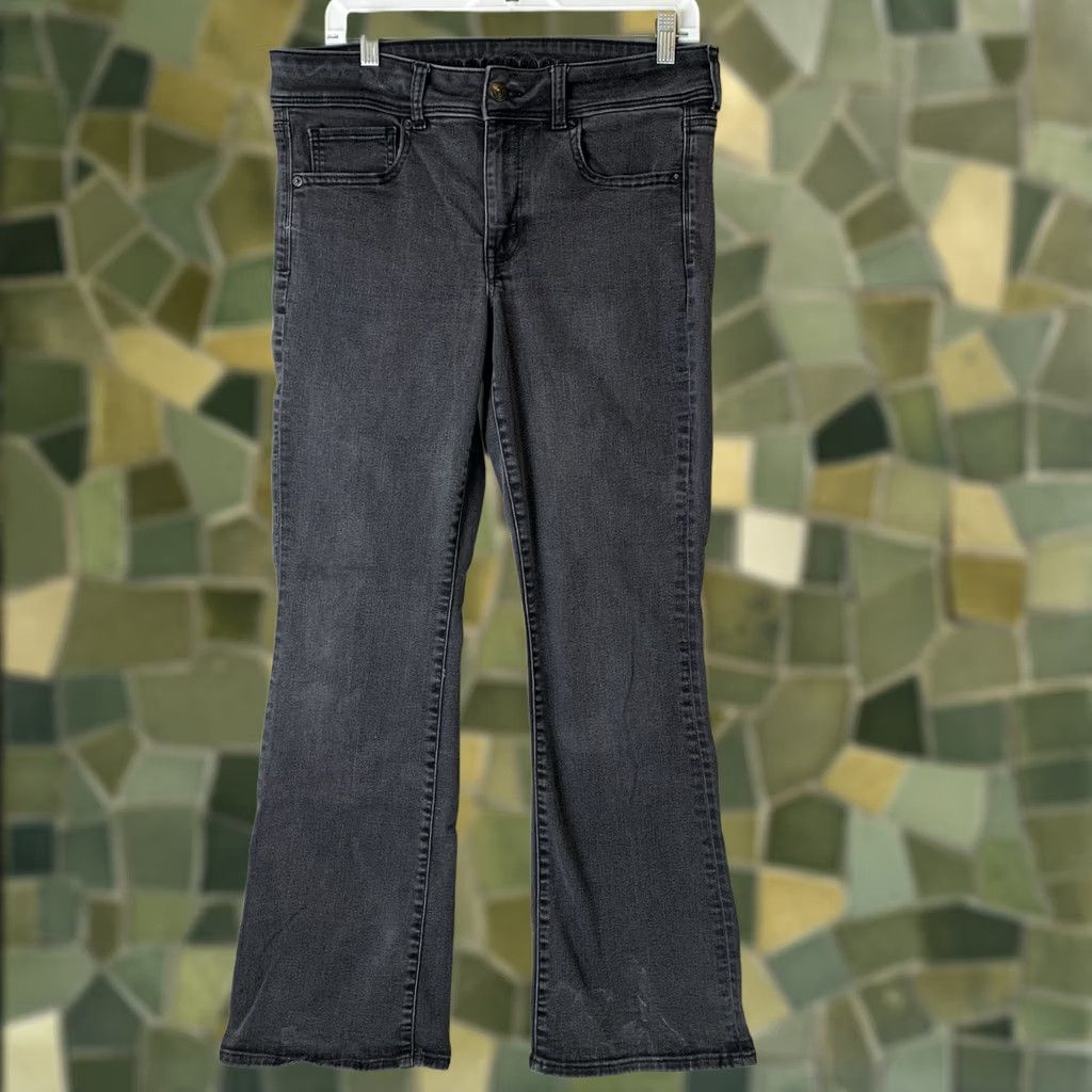 American Eagle Outfitters American Eagle Kickboot Jeans Womens Size 12 Regular Black Stretch Denim Bootcut Vintage Y2K Size 34" / US 12 / IT 48 - 1 Thumbnail