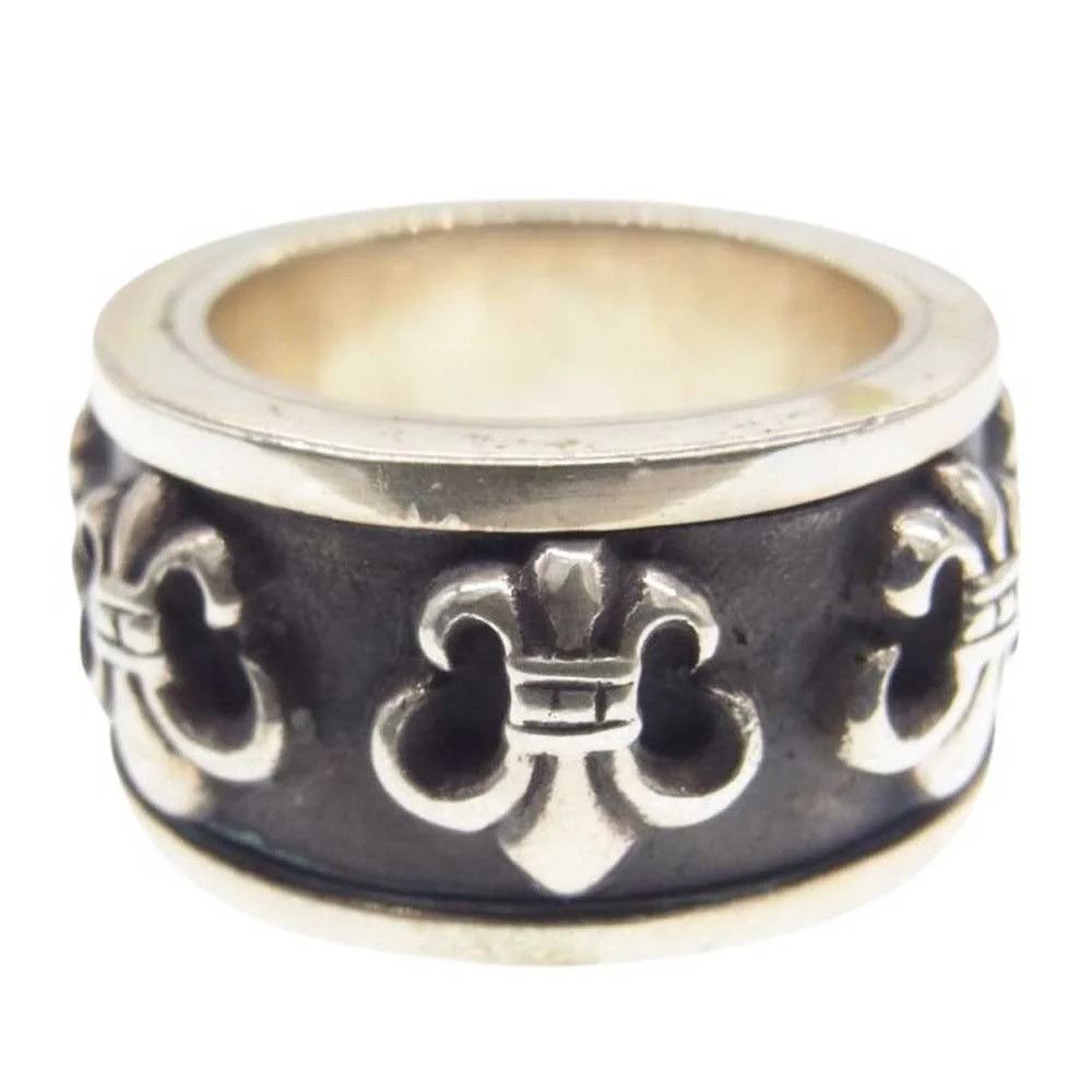 image of Chrome Hearts Spinner Bs Fluer Silver Band Ring, Men's