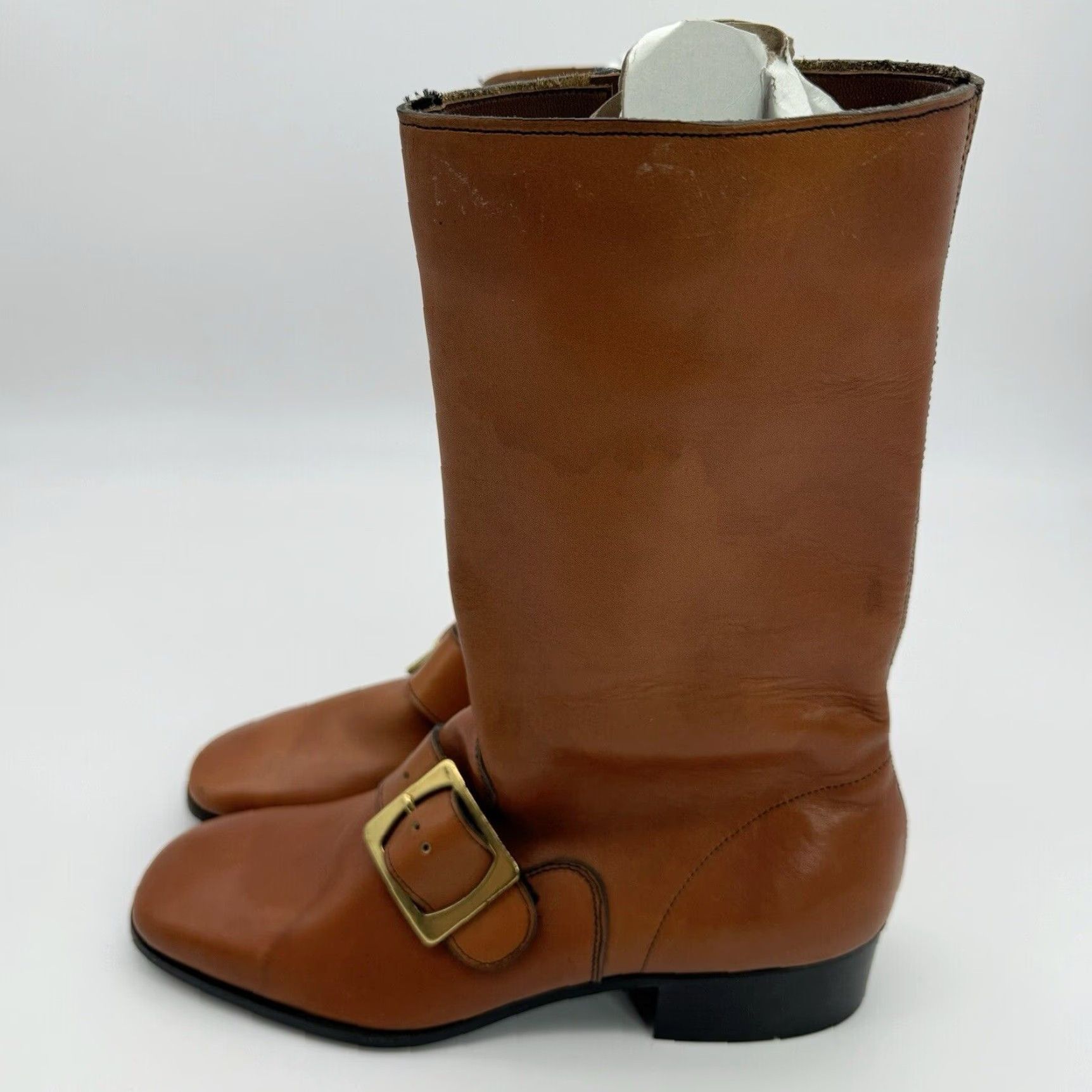 Vintage VINTAGE Thom McAn 70s Western Boots Size 7.5 Brown Leather Mid-Calf Buckle D Women Size US 8 / IT 38 - 3 Thumbnail