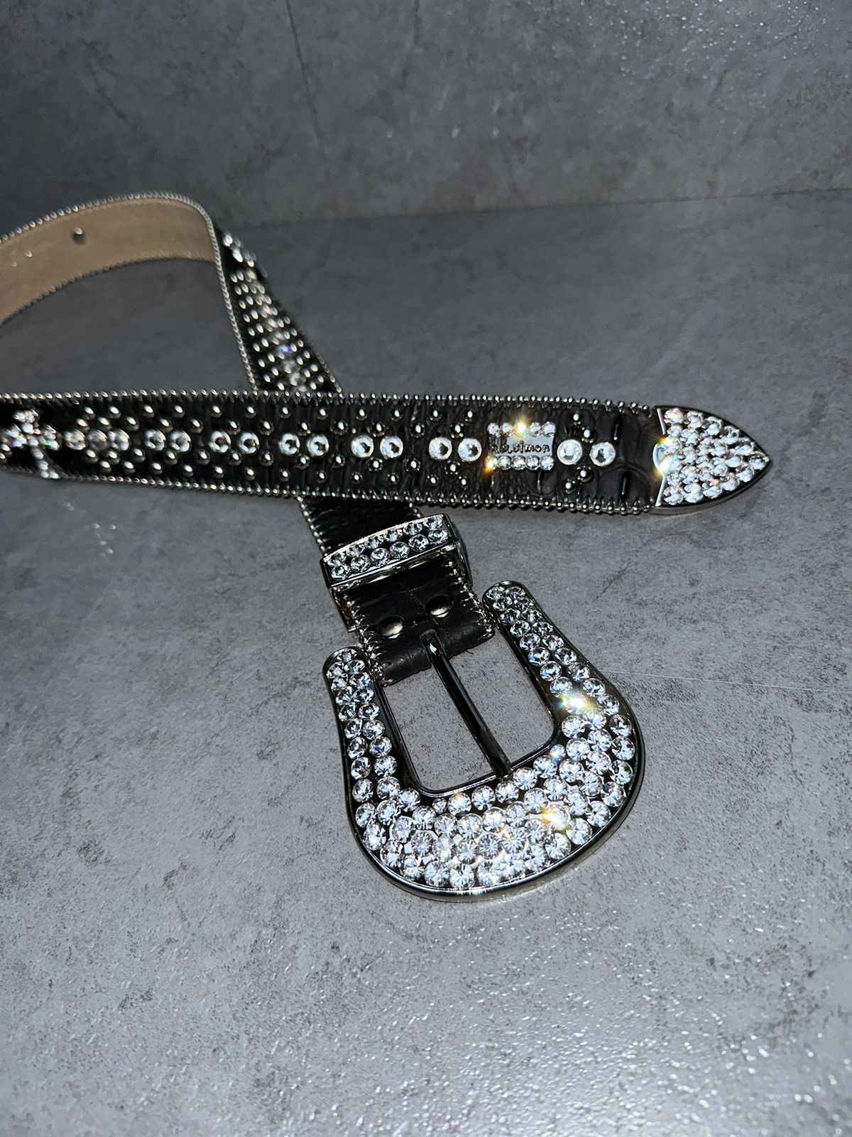 B.B. Simon BB Simon Swarovski Cross Belt Size 32 - 3 Thumbnail