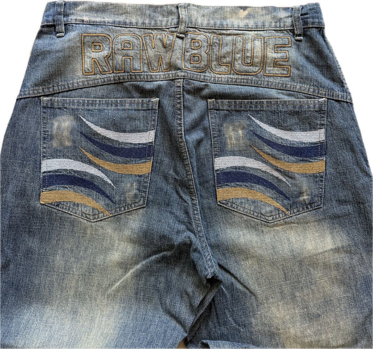 Other Y2K Raw Blue Spelled Out Jeans Size US 36 / EU 52 - 2 Thumbnail