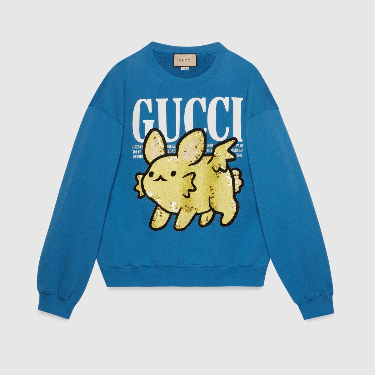 Gucci o1s1wg111025 Cotton Sweatshirt With Animal Patch in Blue Size US XXL / EU 58 / 5 - 1 Thumbnail