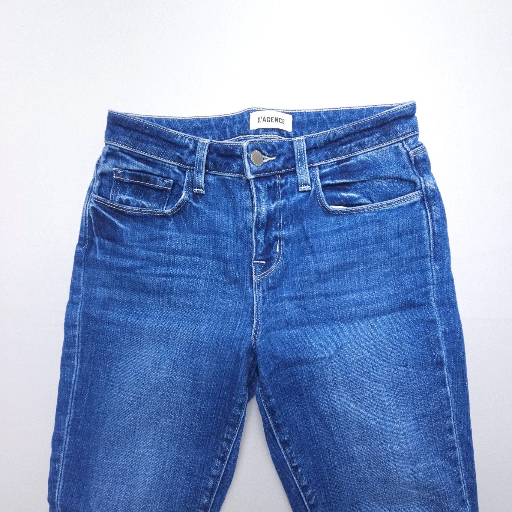 L'AGENCE VINTAGE L'AGENCE Ali Slim Flare Jean Maywood Womens 24 Blue USA Made Stretch Denim Size 42" / US 20 - 4 Thumbnail