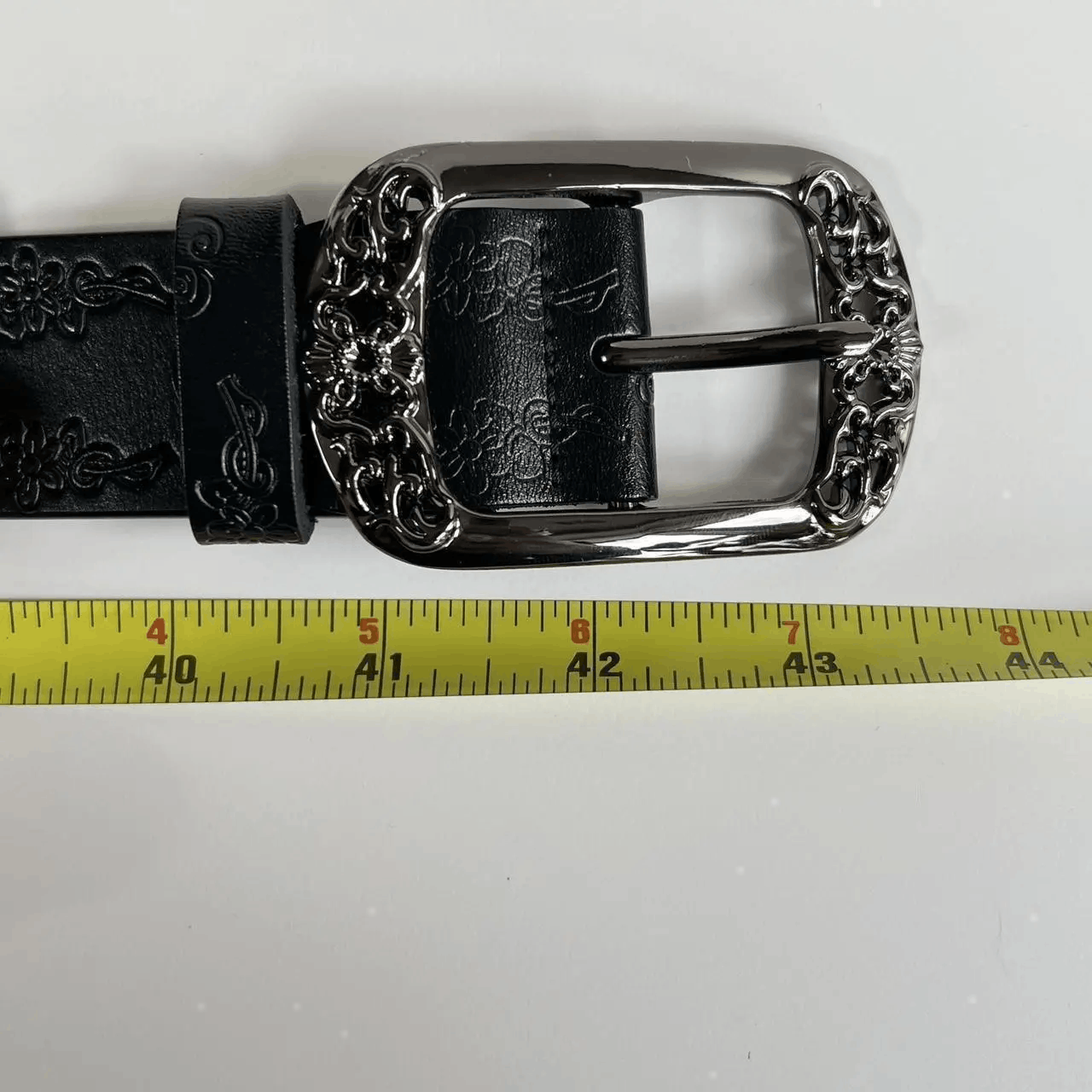 Cowboy Equipment vintage style american western floral design black belt Size ONE SIZE - 3 Thumbnail