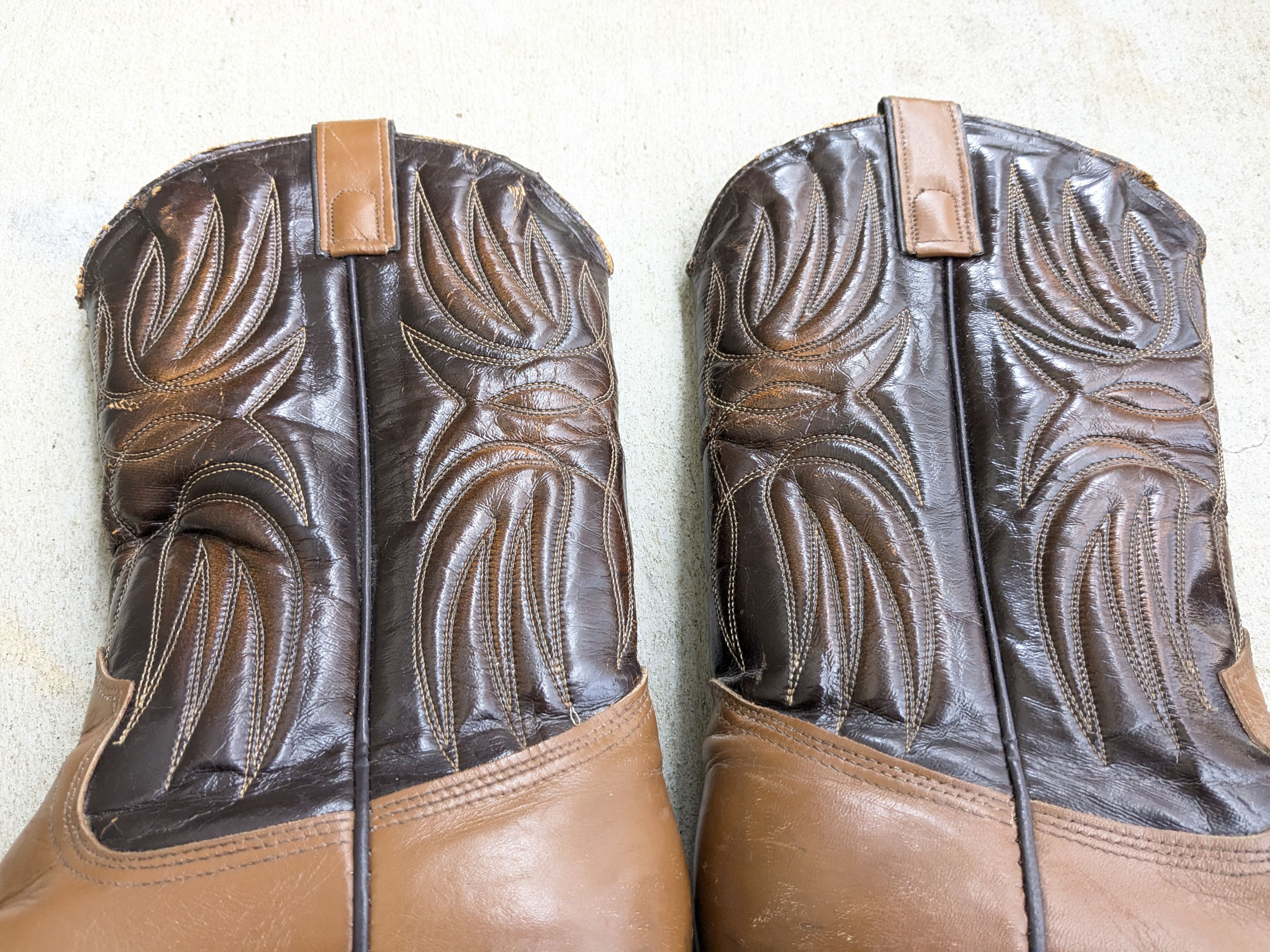 Genuine Leather Texas Cowboy Boots Brown Tan 9.5 D Leather Tan Size US 9.5 / EU 42-43 - 12 Thumbnail