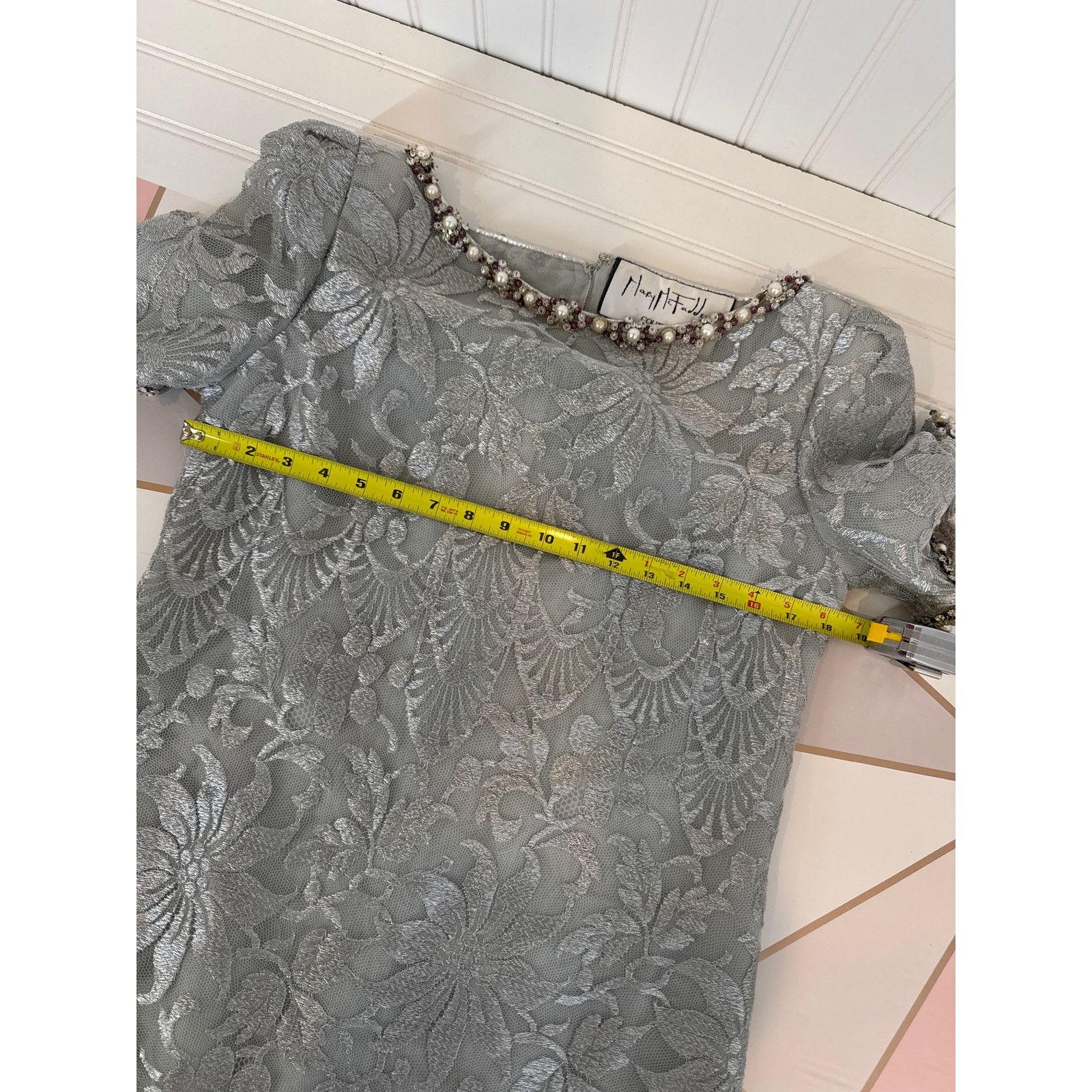 Mary McFadden Vintage Mary McFadden Metallic Thread Beaded Set Sz 6 Size 28" / US 6 / IT 42 - 4 Thumbnail