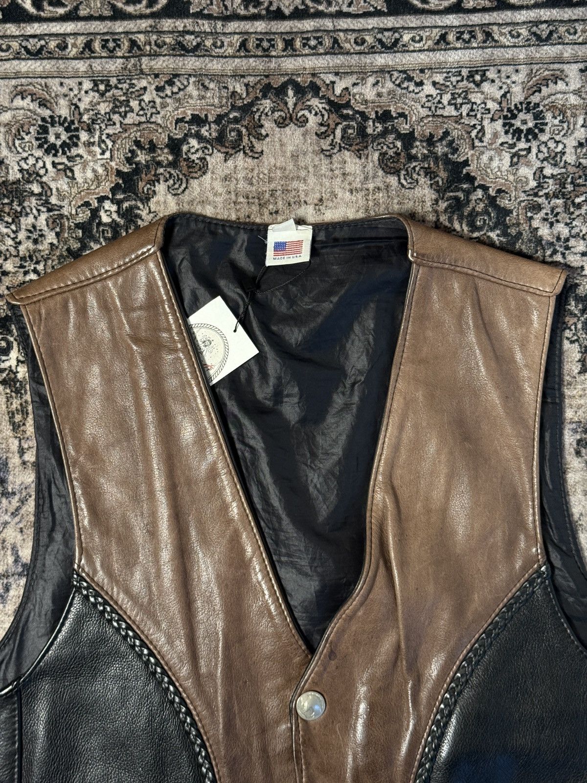 Vintage Vintage Black/Brown Leather Vest (Size XL) Size US XL / EU 56 / 4 - 3 Thumbnail