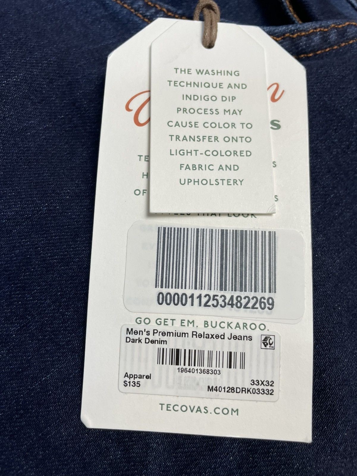 Tecovas New Tecovas Men's Premium Relaxed Blue Jeans Size W 33 L 32 Size US 33 - 3 Thumbnail