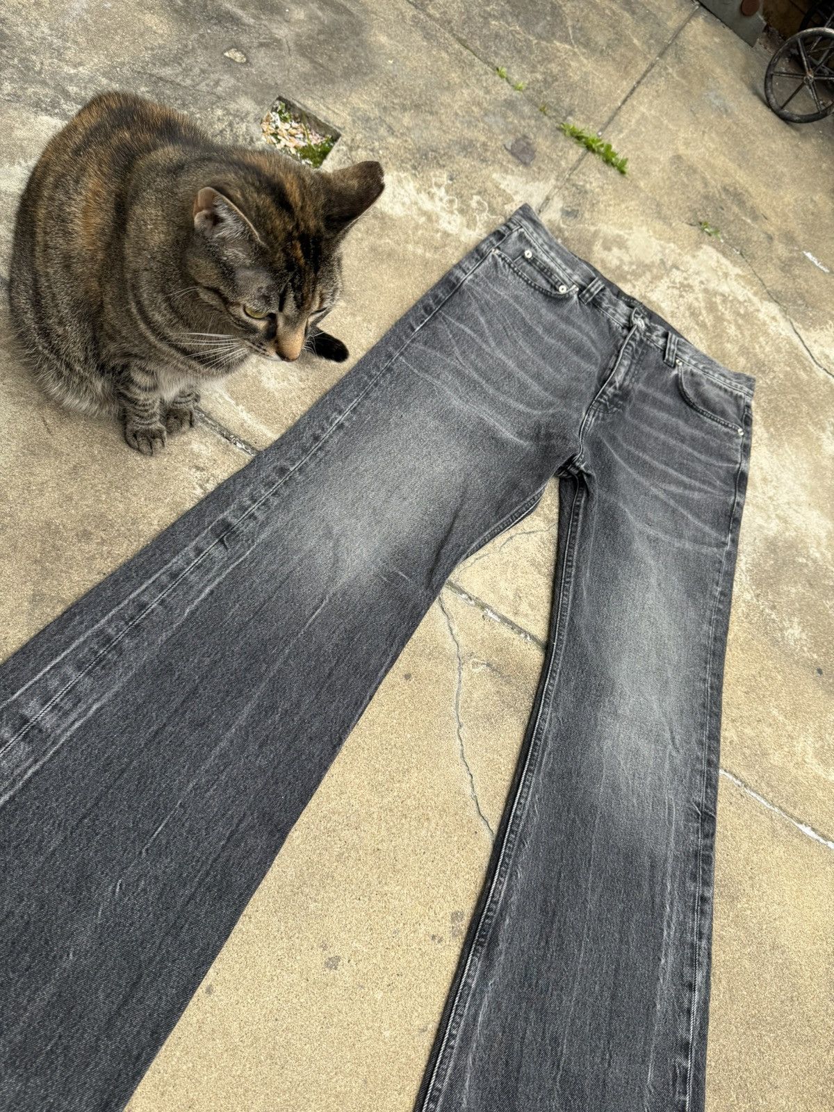 Balenciaga FW22 Lost Tape Flared Black Denim Size US 33 - 3 Thumbnail