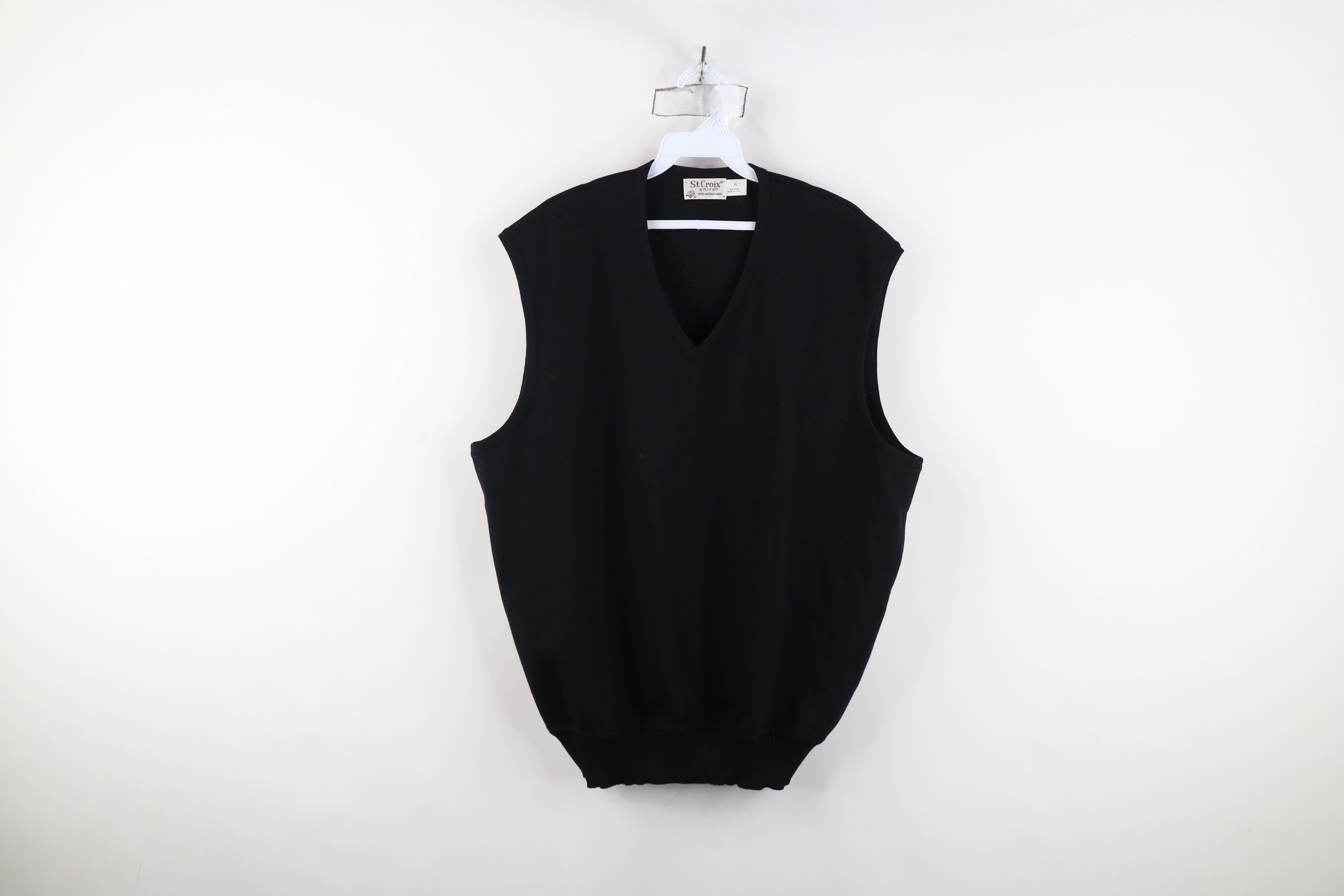 St. Croix Vintage 90s St Croix Blank Merino Wool Sweater Vest USA Size US XL / EU 56 / 4 - 1 Thumbnail