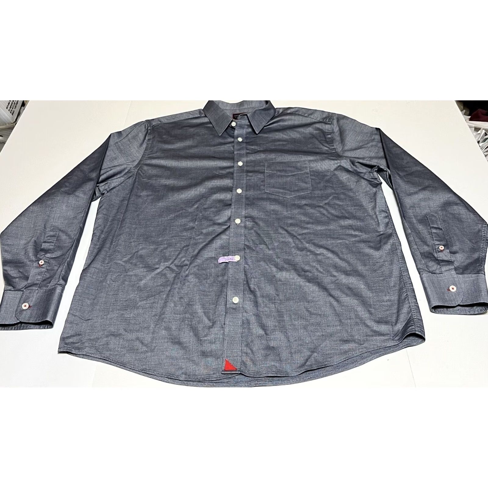 UNTUCKit UNTUCKit Men Button-Up Shirt 2XL Gray Long Sleeve 100% Cotton Button-Up Shirt Gray Classic, Regular Fit, Woven, Collared, Solid Size US XXL / EU 58 / 5 - 2 Thumbnail