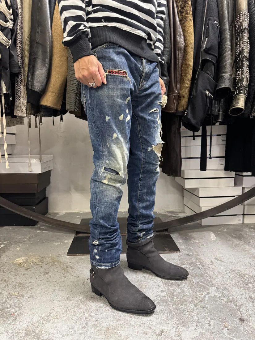 Designer × Dsquared2 × Vintage AW2017 DSquared2 Blue Distressed Slim Denim Jeans Size US 32 / EU 48 - 2 Thumbnail
