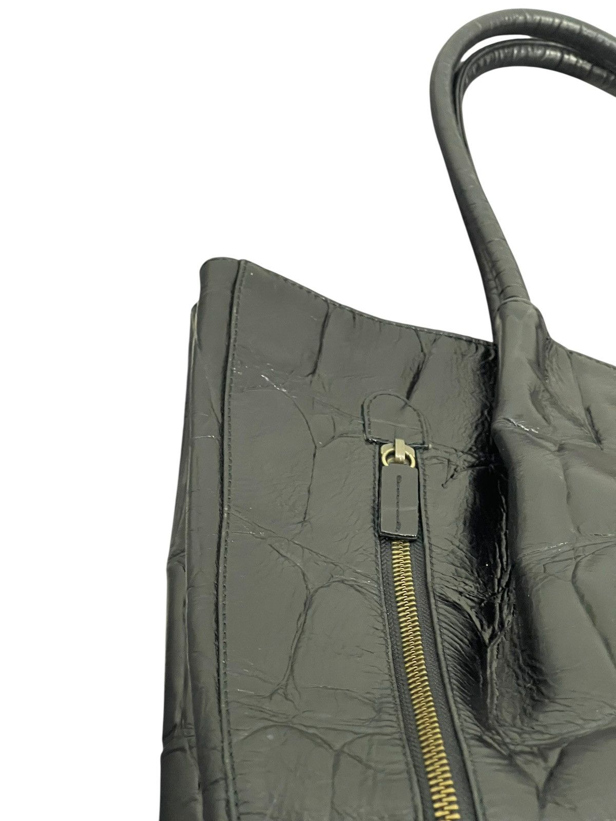 Genuine Leather Crocodile Embossed Leather Unknown Tote Shoulder Bag 7🟩 Size ONE SIZE - 11 Thumbnail