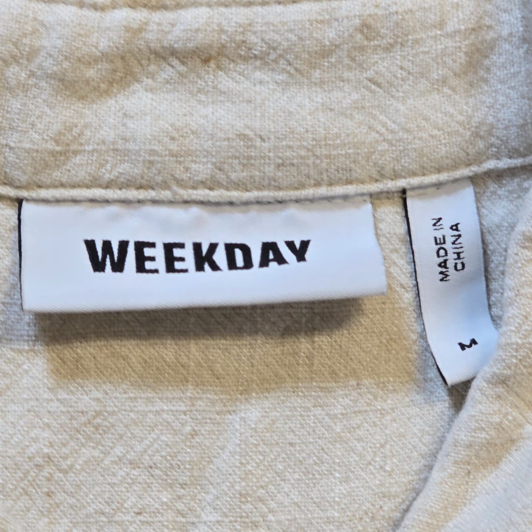 Weekday Weekday Shirt Dress Women M Beige Linen Button Up Casual Capsule Short Sleeve? Size M / US 6-8 / IT 42-44 - 4 Thumbnail
