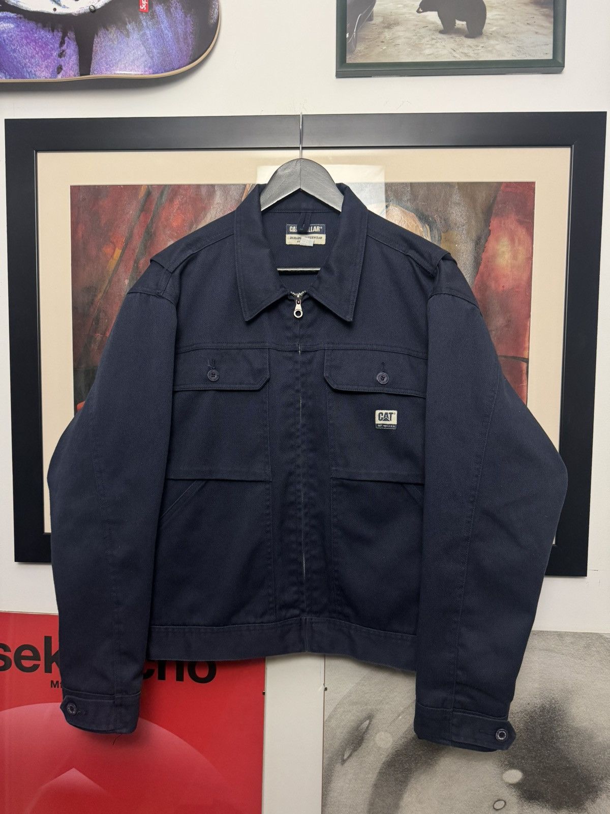 CAT Caterpillar Work Jacket Vintage Workwear Cropped Boxy