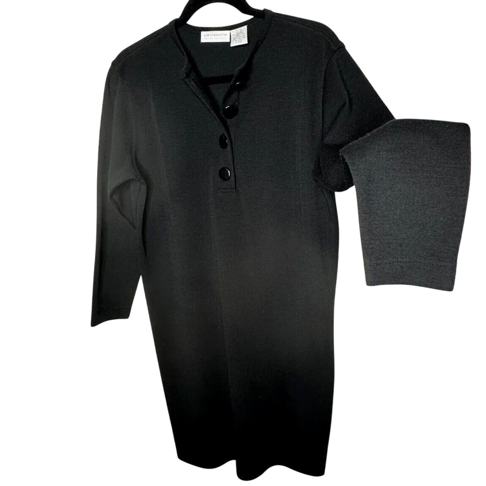 Other Liz Claiborne Black Henley V-Style 3/4 Sleeve Wool Dress M Size M / US 6-8 / IT 42-44 - 1 Thumbnail
