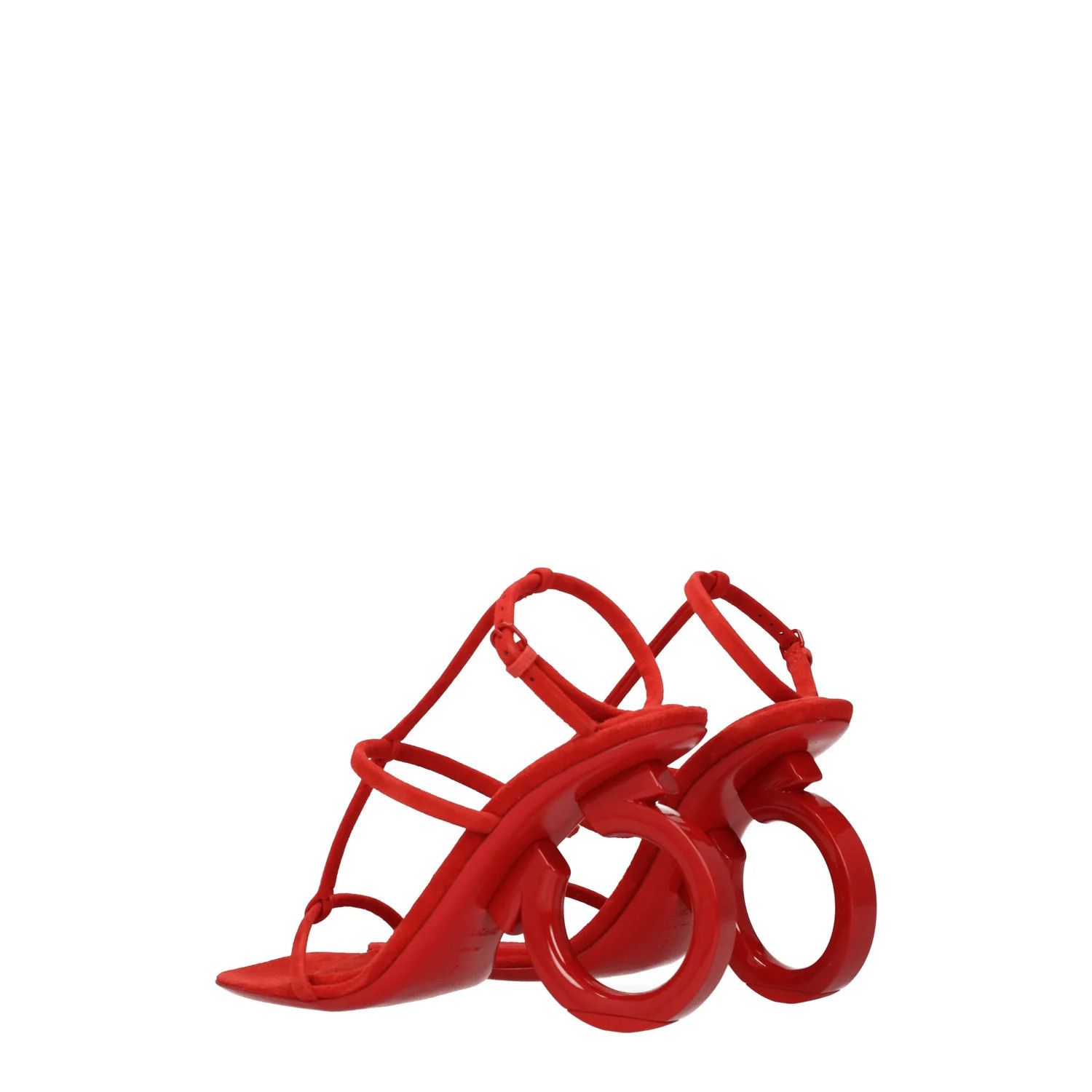 Salvatore Ferragamo ob1o1e1224 Suede Sandals in Red Size US 7 / IT 37 - 4 Thumbnail