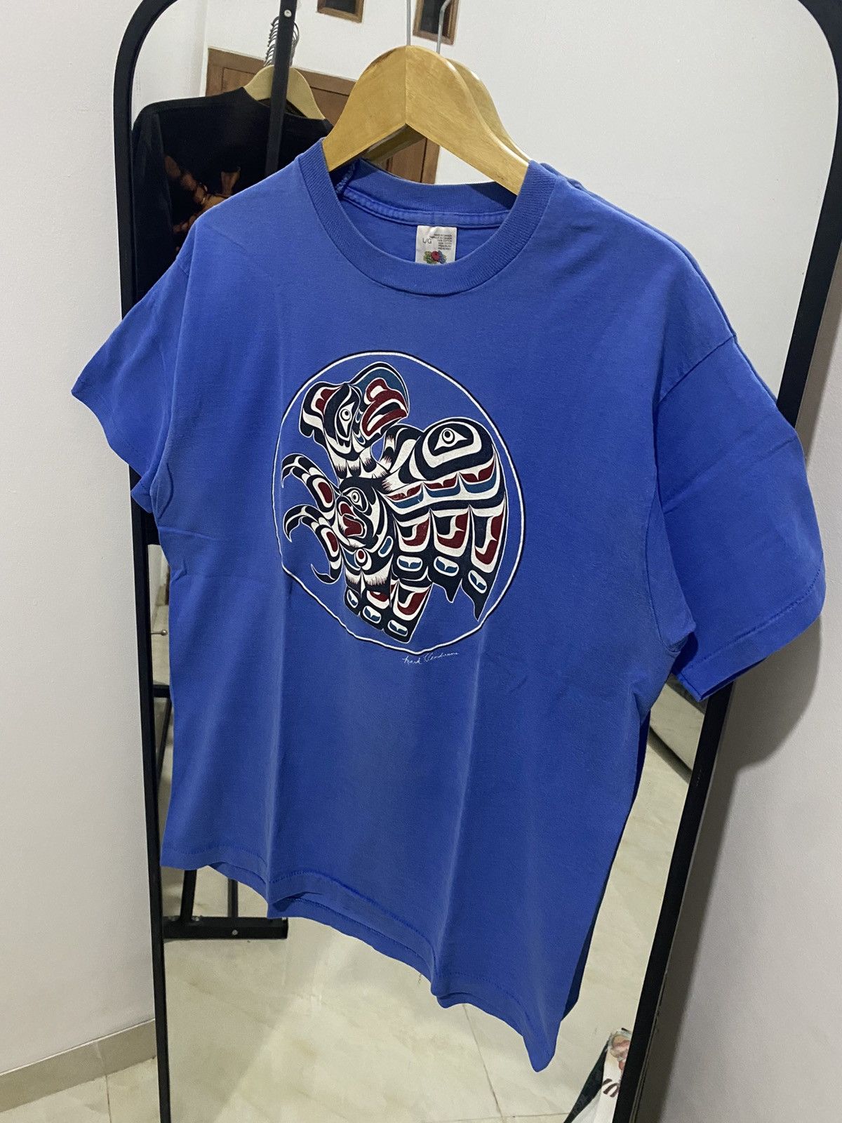 Other Blue Tribal Graphic Art T-Shirt – Unique Streetwear Vintage Size US L / EU 52-54 / 3 - 1 Thumbnail