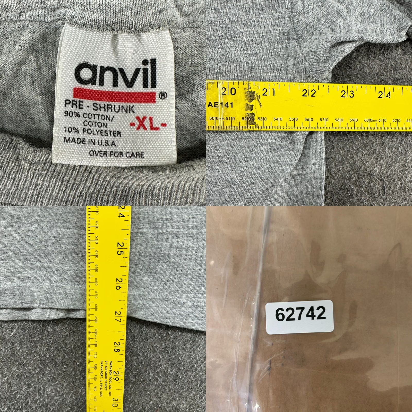 Anvil VINTAGE HBO Boxing After Dark Shirt Mens XL Grey Short Sleeve Cotton USA 90s Size US XL / EU 56 / 4 - 8 Thumbnail
