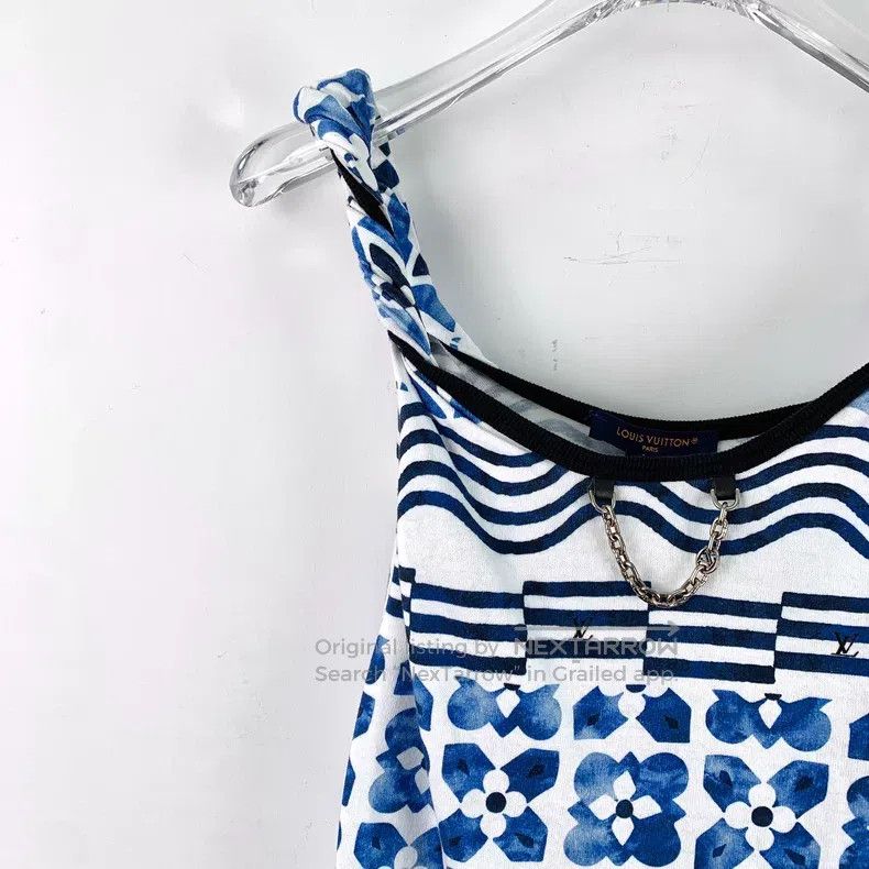 Louis Vuitton Louis Vuitton 23 blue striped logo cotton camisole vest Size L / US 10 / IT 46 - 3 Thumbnail